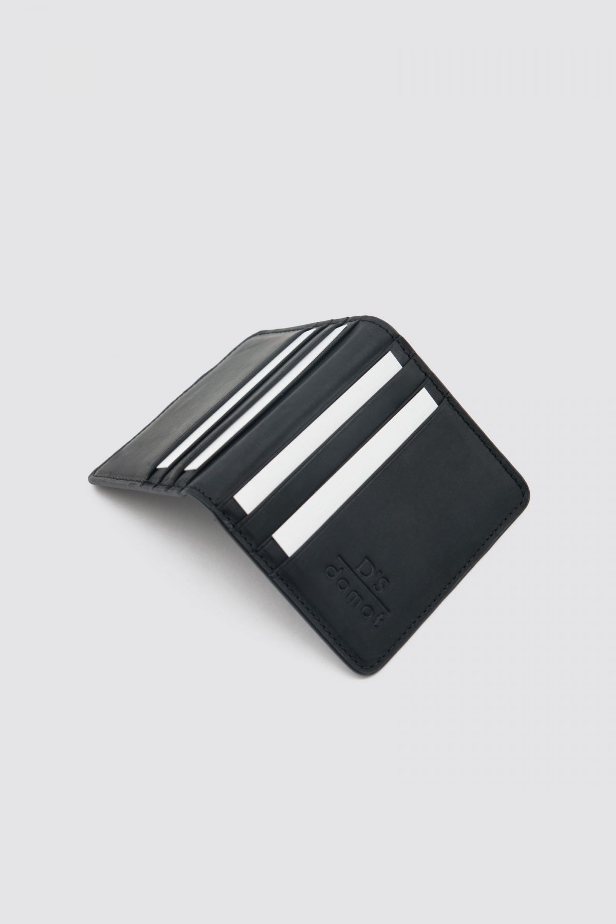 Ds Damat Boxed External Card Slot Genuine Crazy Leather Wallet  - Black