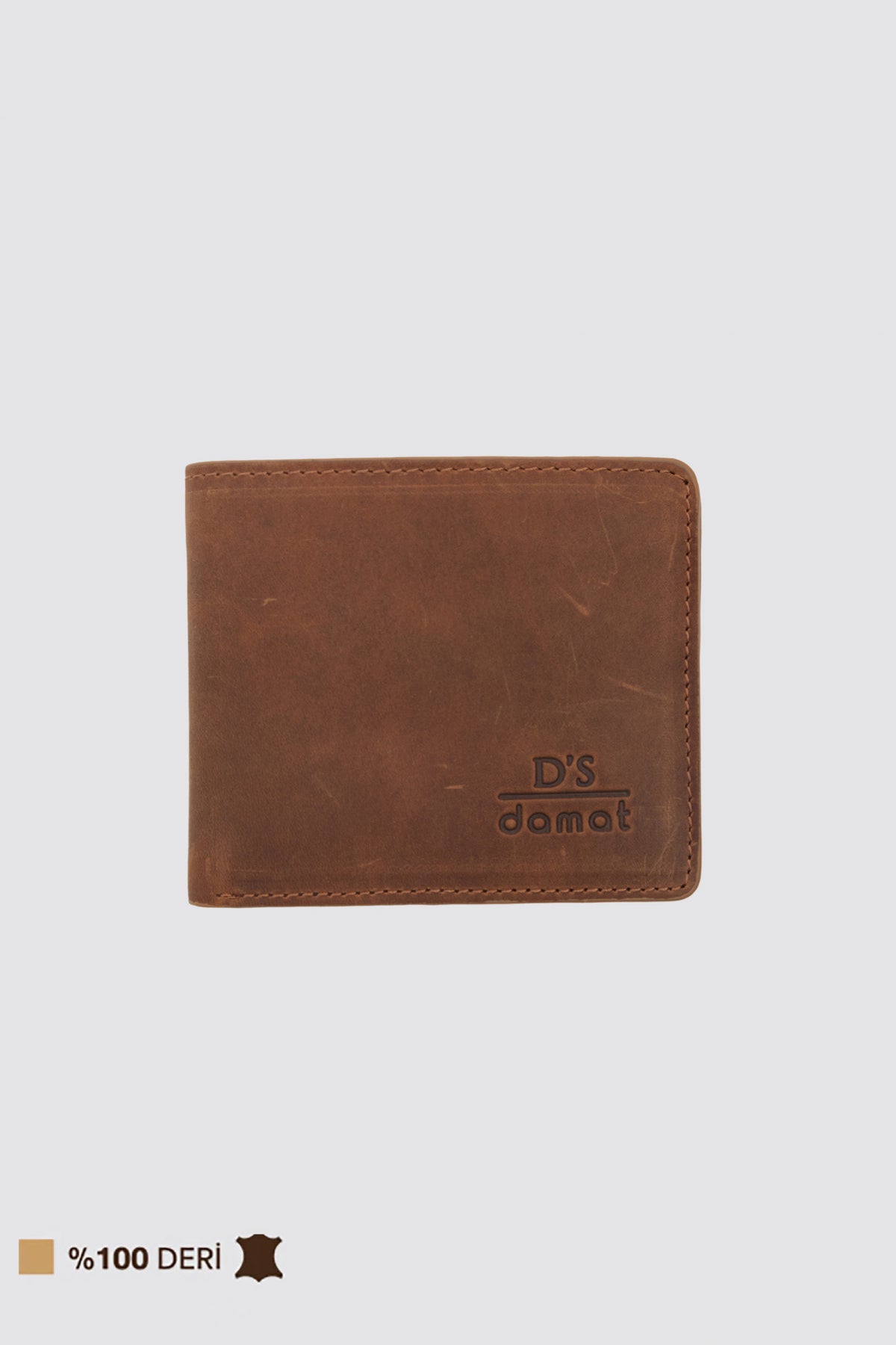 Ds Damat Boxed Genuine Crazy Leather Wallet  - Tan