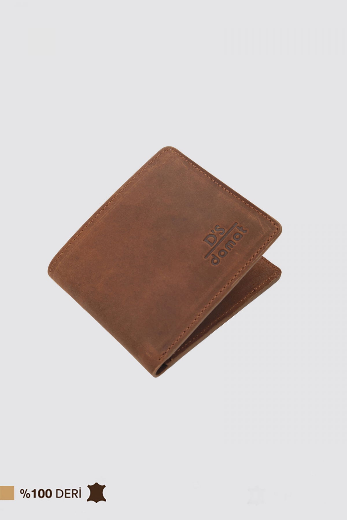 Ds Damat Boxed Genuine Crazy Leather Wallet  - Tan