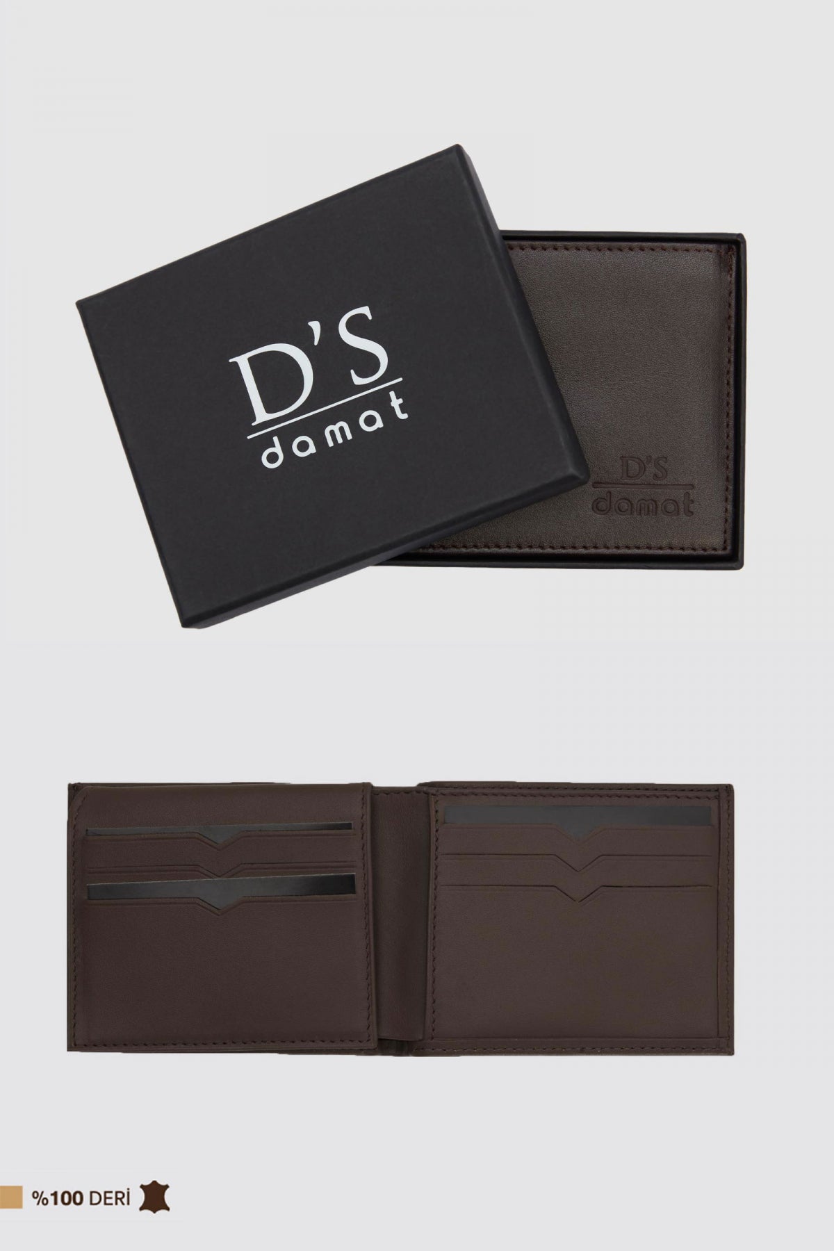 Ds Damat Boxed Genuine Leather Wallet  - Brown