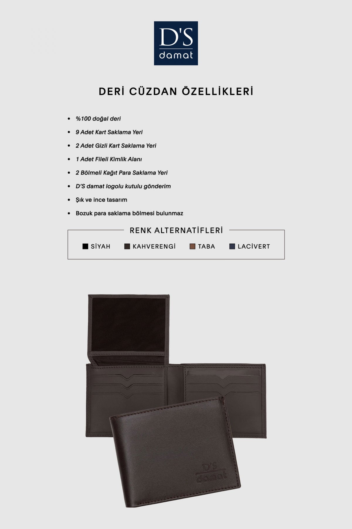 Ds Damat Boxed Genuine Leather Wallet  - Brown