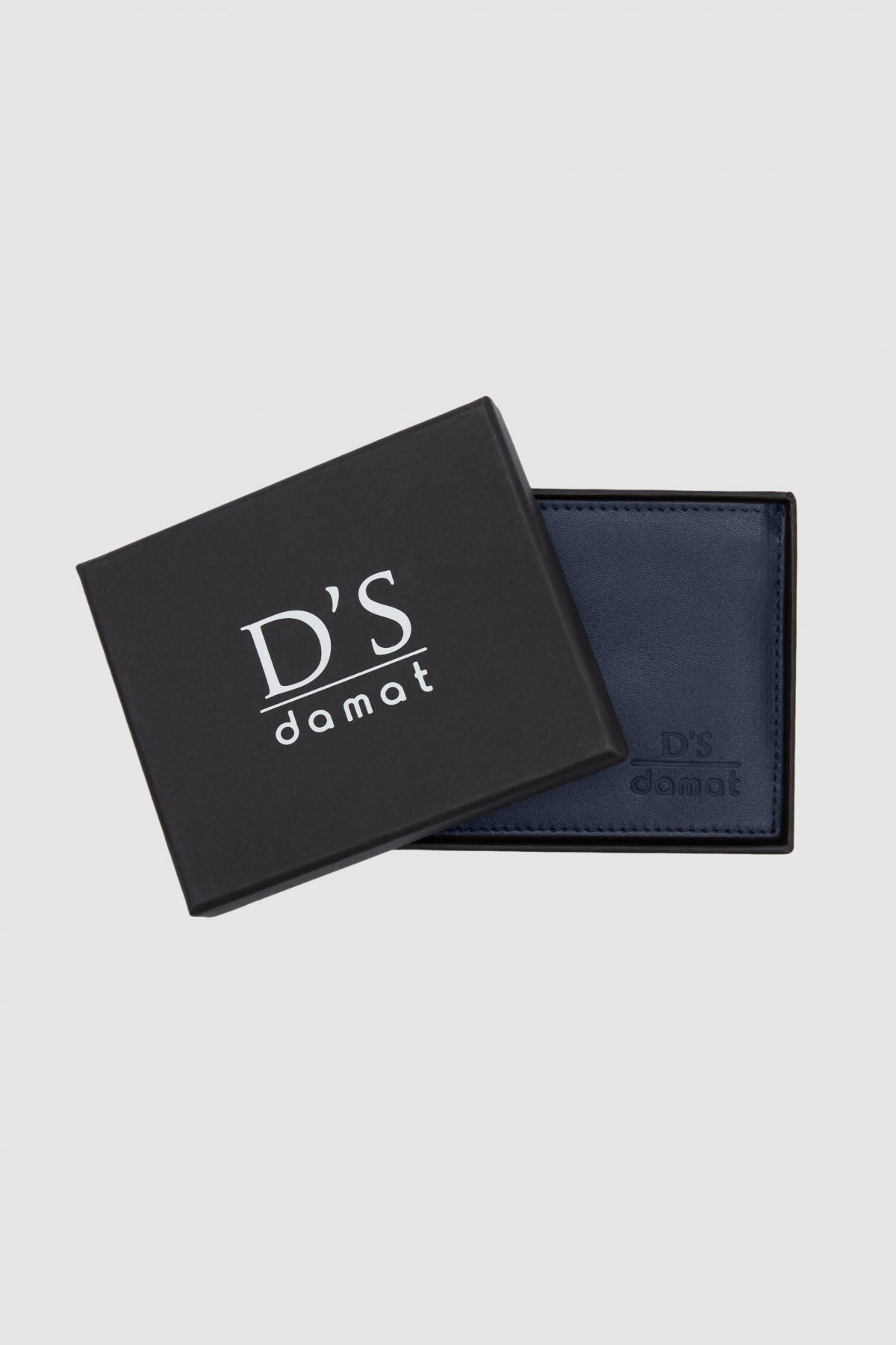 Ds Damat Boxed Genuine Leather Wallet  - Navy Blue