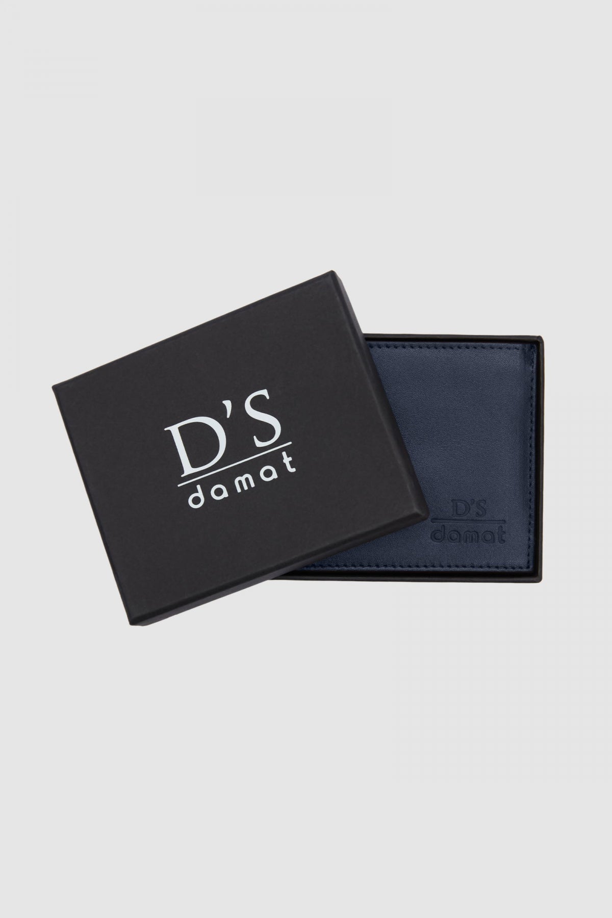 Ds Damat Boxed Genuine Leather Wallet  - Navy Blue