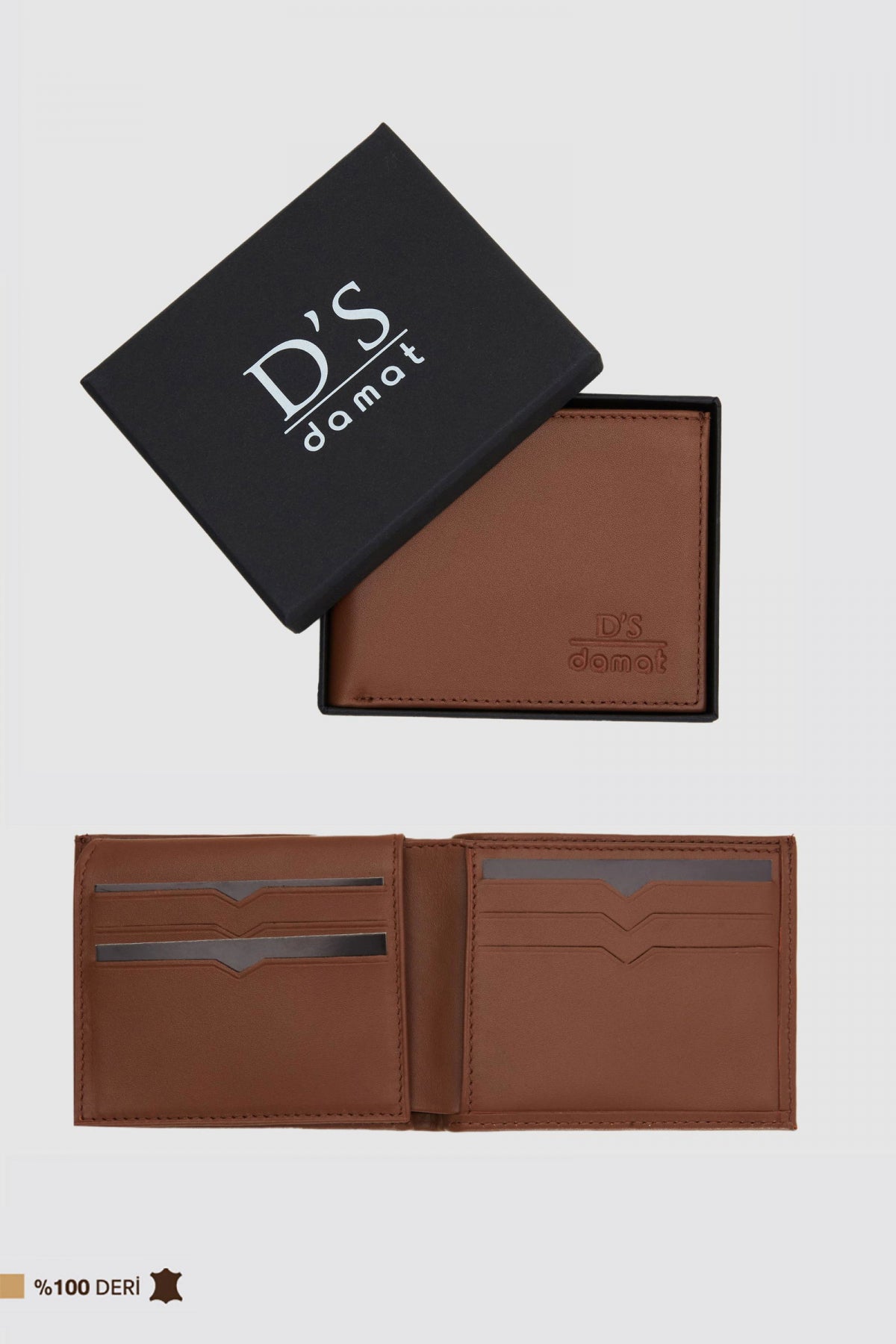Ds Damat Boxed Genuine Leather Wallet  - Tan