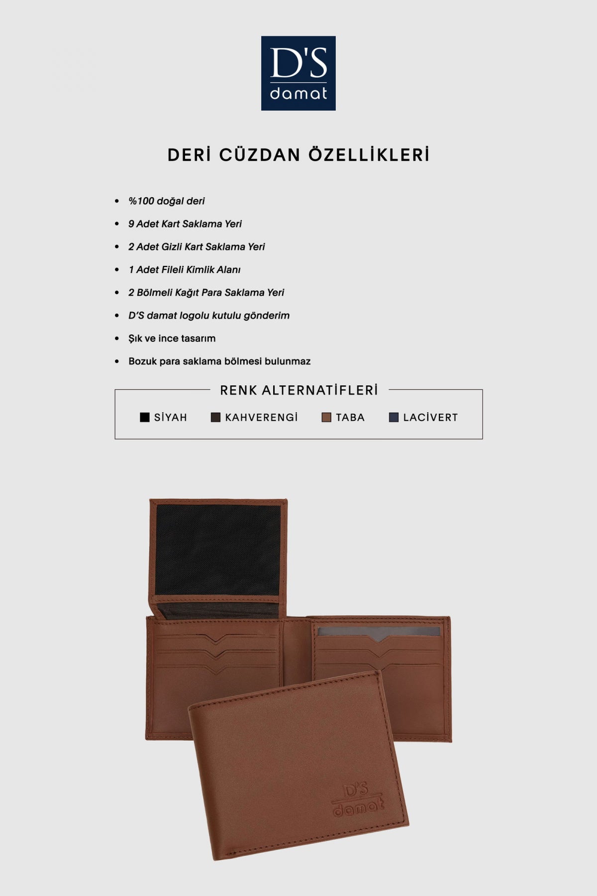 Ds Damat Boxed Genuine Leather Wallet  - Tan