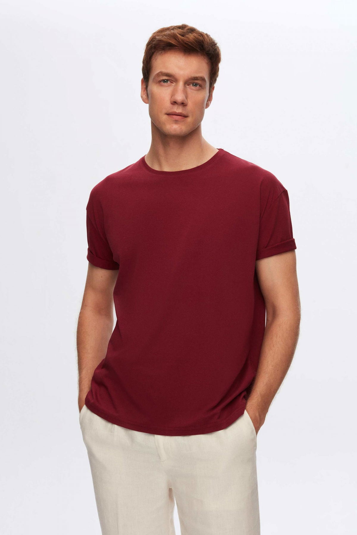 Ds Damat Comfort 100% Cotton T-Shirt  - Burgundy