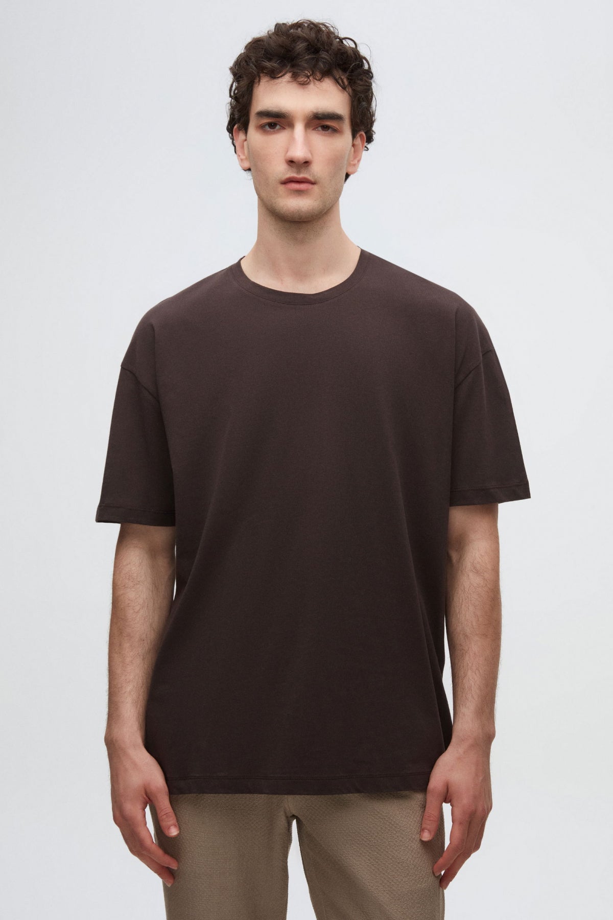 Ds Damat Comfort 3-Pack Loose Fit 100% Cotton T-Shirt  - Black/Navy Blue/Brown