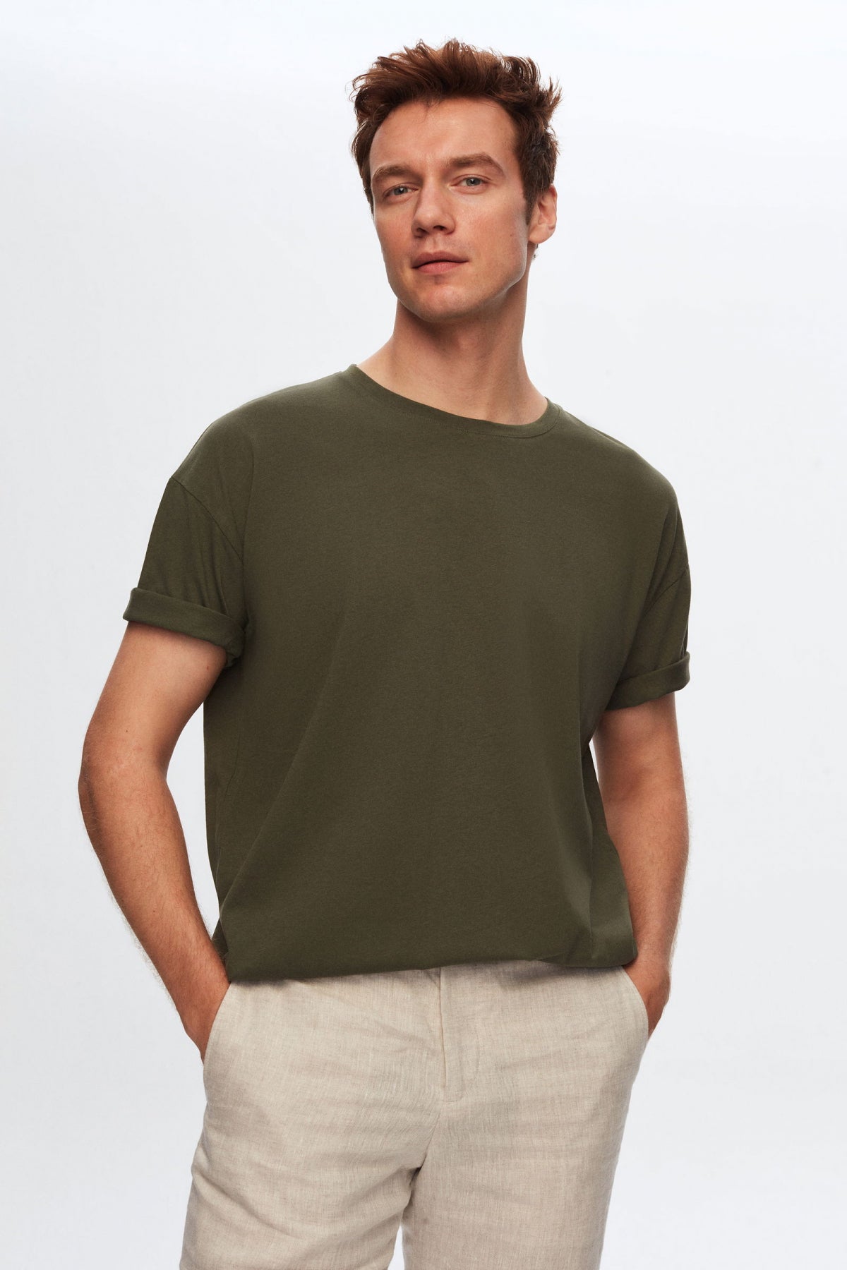Ds Damat Comfort 3-Pack Loose Fit 100% Cotton T-Shirt  - White/Black/Khaki