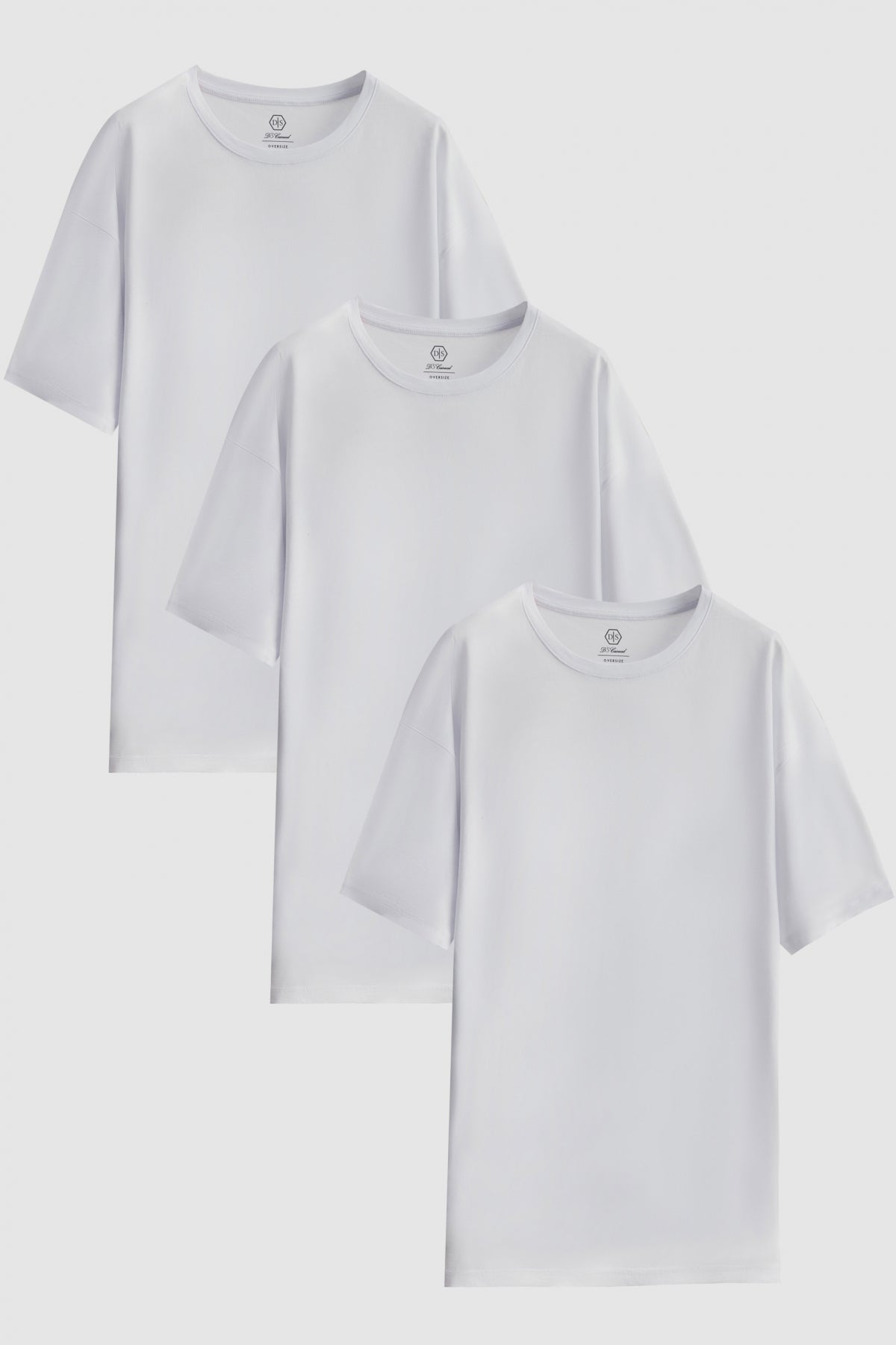Ds Damat Comfort 3-Pack Loose Fit 100% Cotton T-Shirt  - White