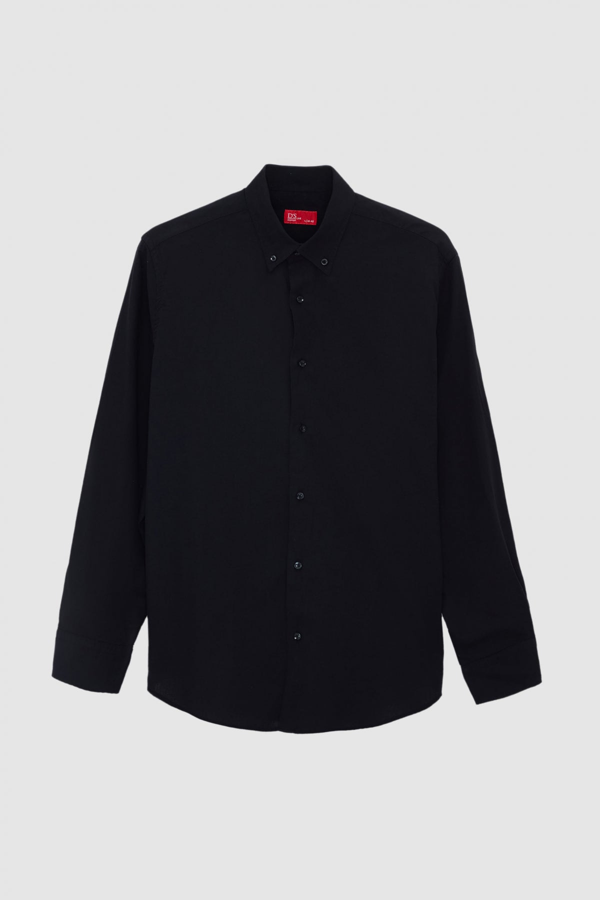 Ds Damat Comfort Button-Down Relaxed Fit Linen-Look 100% Cotton Shirt  - Black
