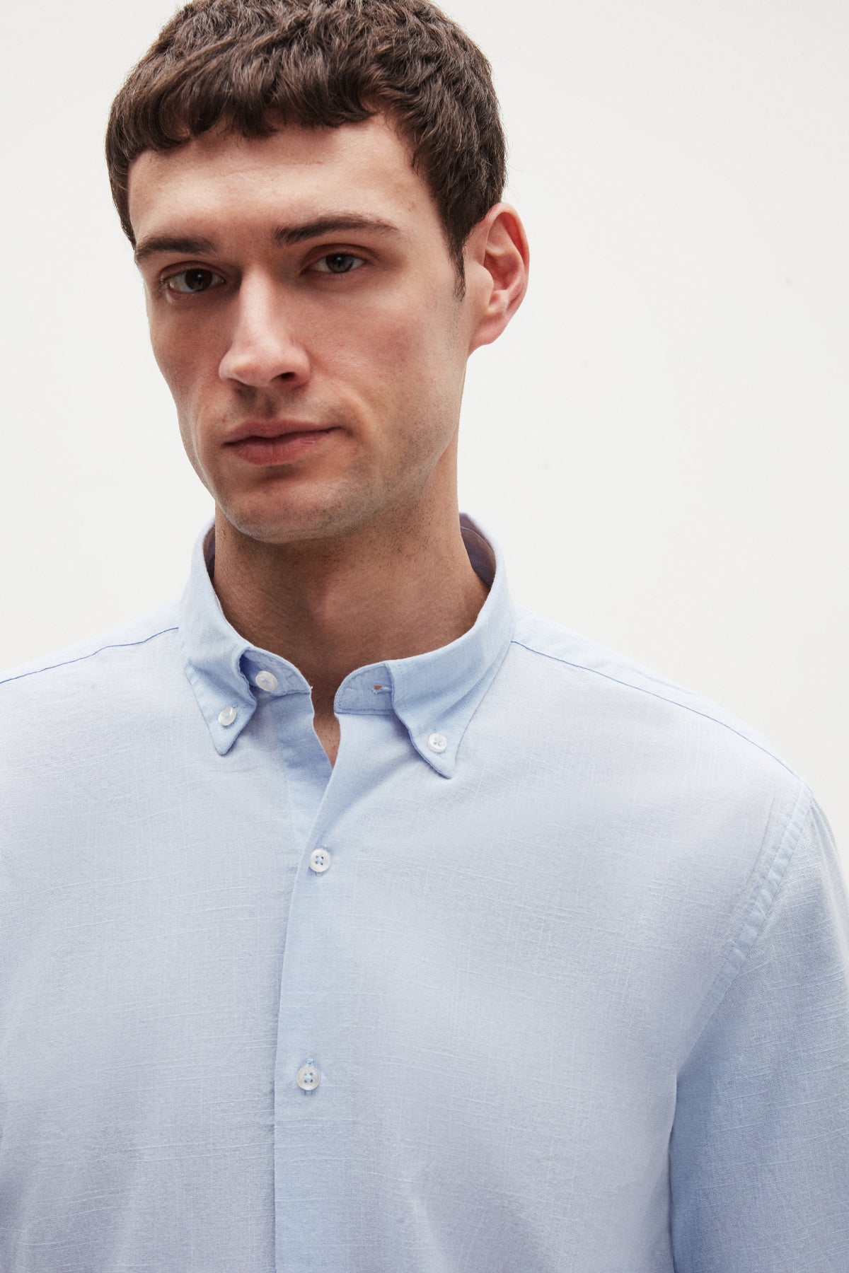 Ds Damat Comfort Button-Down Relaxed Fit Linen-Look 100% Cotton Shirt  - Blue