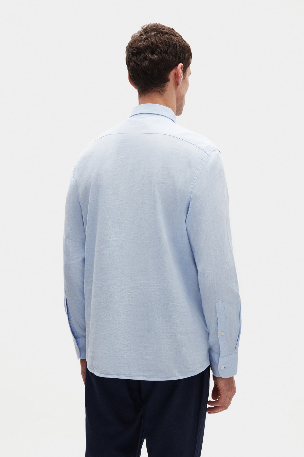 Ds Damat Comfort Button-Down Relaxed Fit Linen-Look 100% Cotton Shirt  - Blue
