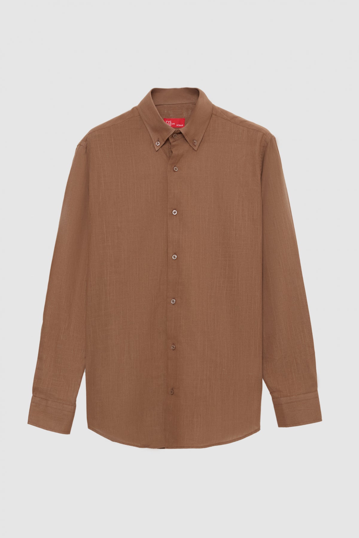 Ds Damat Comfort Button-Down Relaxed Fit Linen-Look 100% Cotton Shirt  - Brown