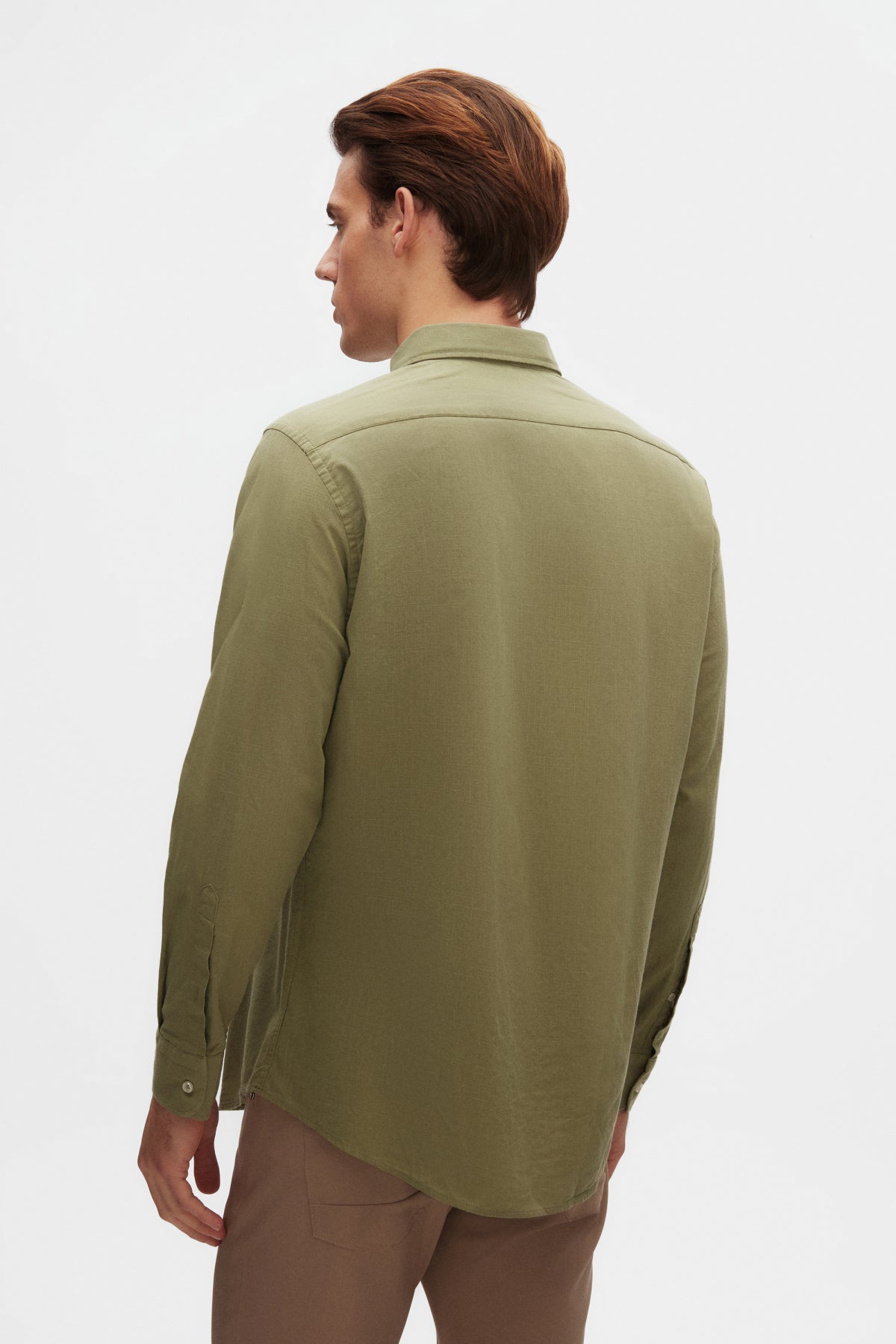 Ds Damat Comfort Button-Down Relaxed Fit Linen-Look 100% Cotton Shirt  - Green
