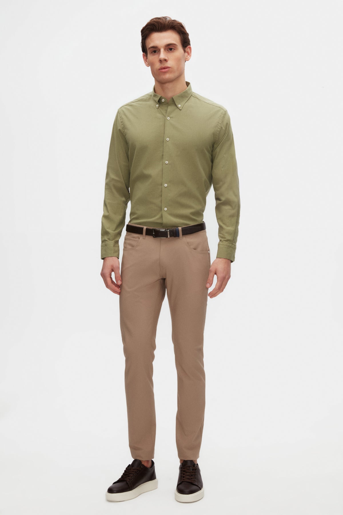 Ds Damat Comfort Button-Down Relaxed Fit Linen-Look 100% Cotton Shirt  - Green