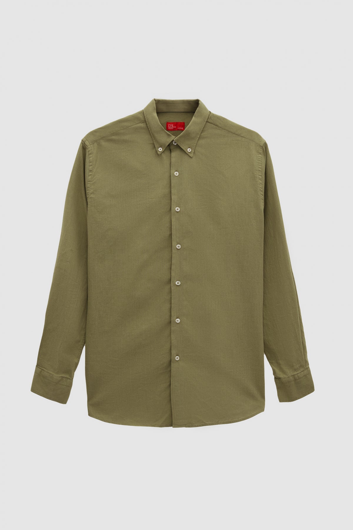 Ds Damat Comfort Button-Down Relaxed Fit Linen-Look 100% Cotton Shirt  - Green