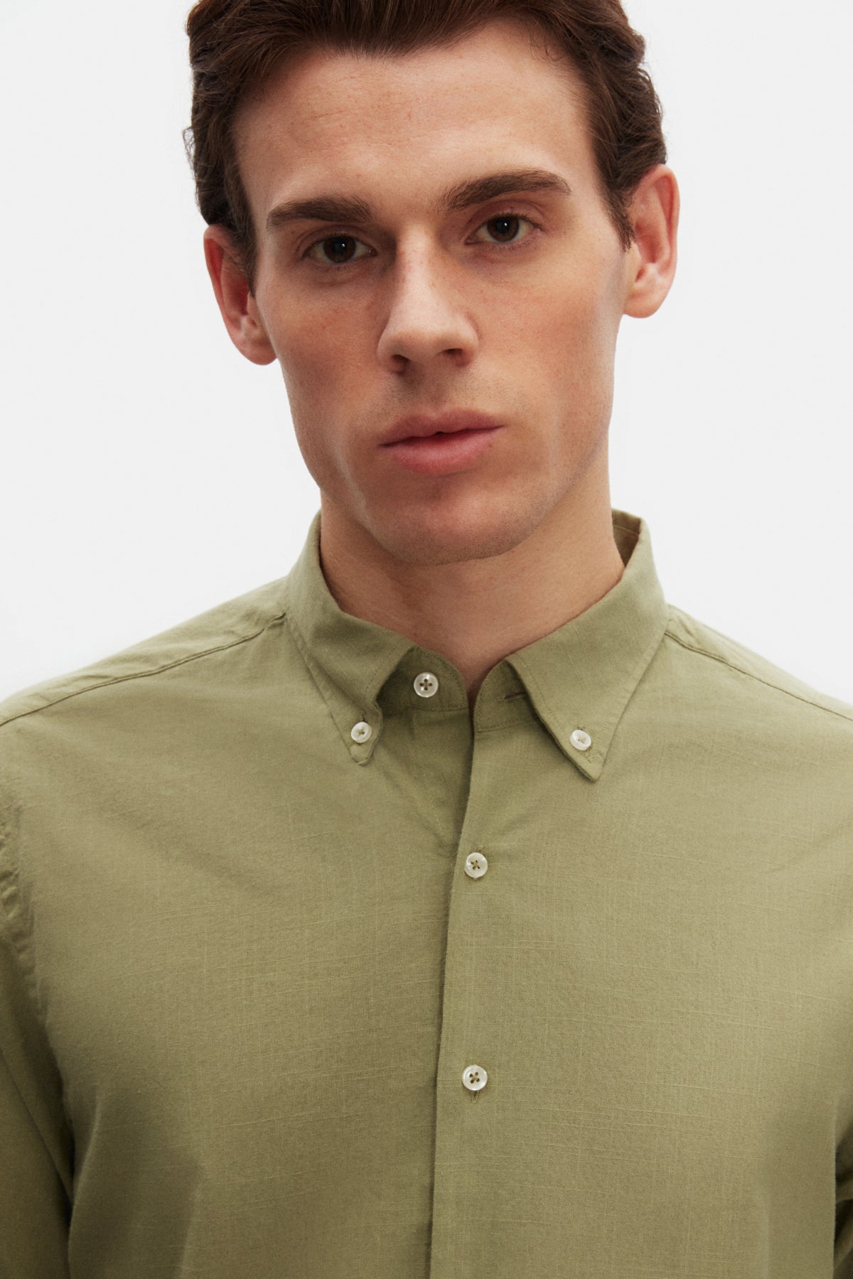 Ds Damat Comfort Button-Down Relaxed Fit Linen-Look 100% Cotton Shirt  - Green