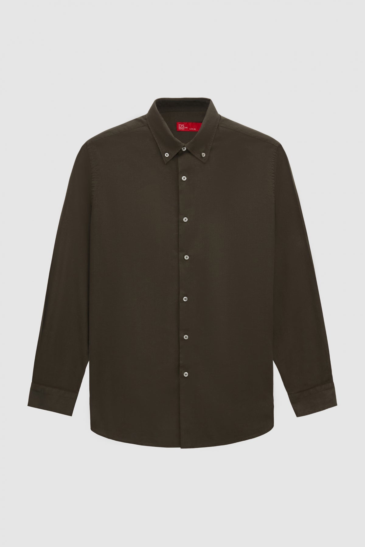 Ds Damat Comfort Button-Down Relaxed Fit Linen-Look 100% Cotton Shirt  - Khaki