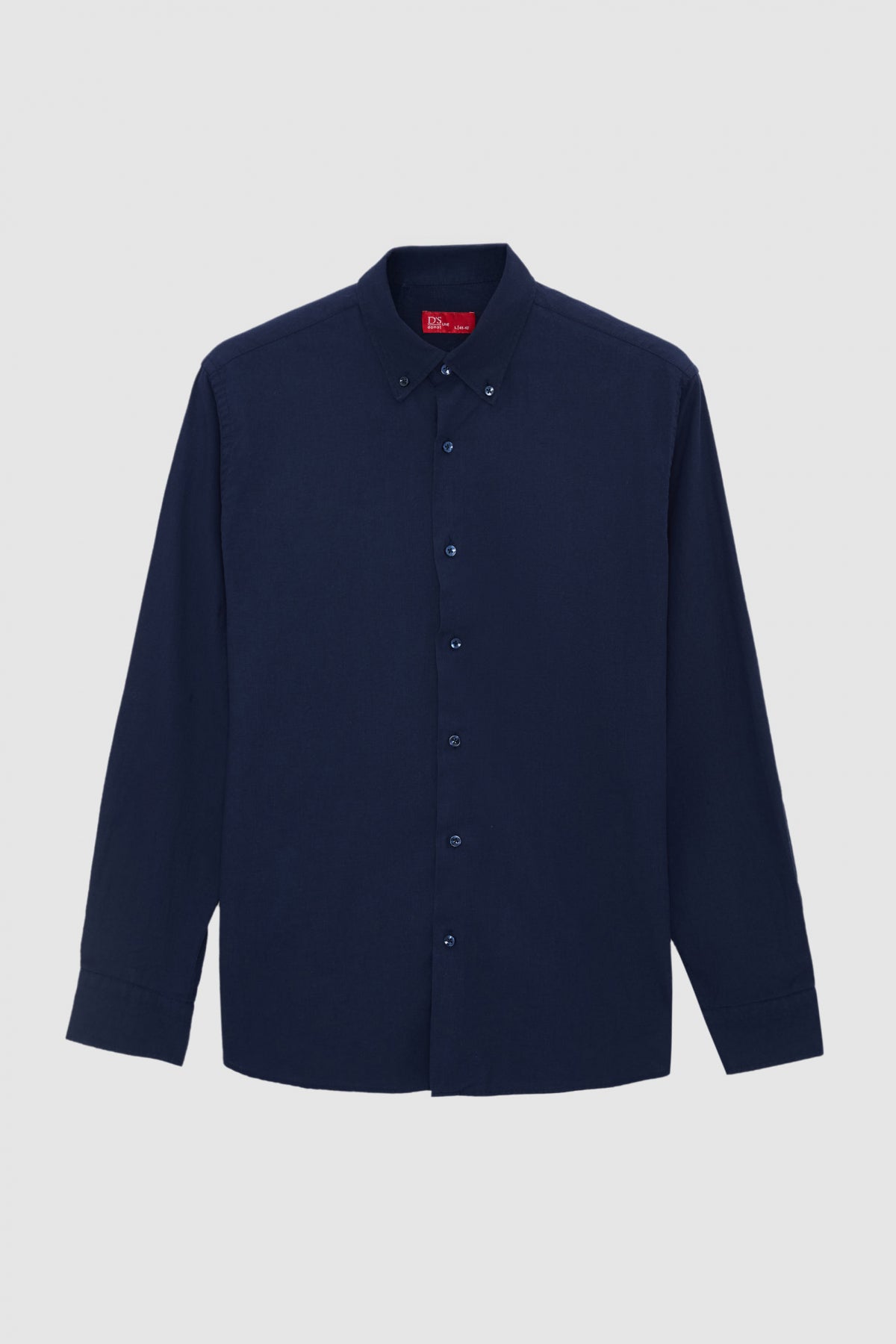 Ds Damat Comfort Button-Down Relaxed Fit Linen-Look 100% Cotton Shirt  - Navy Blue