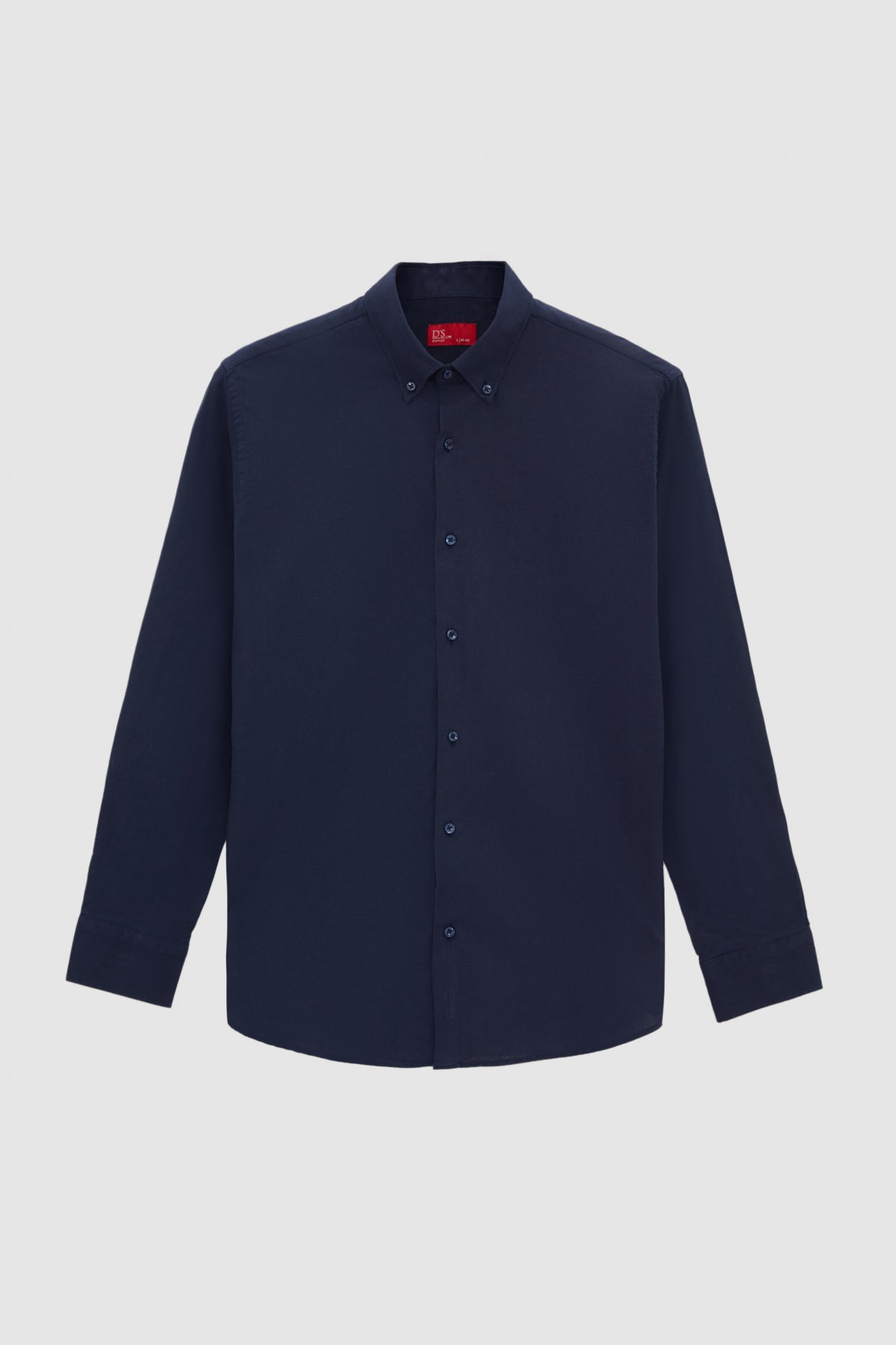 Ds Damat Comfort Button-Down Relaxed Fit Linen-Look 100% Cotton Shirt  - Navy Blue