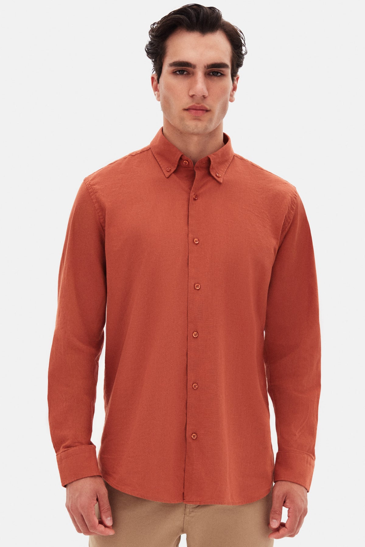 Ds Damat Comfort Button-Down Relaxed Fit Linen-Look 100% Cotton Shirt  - Off White