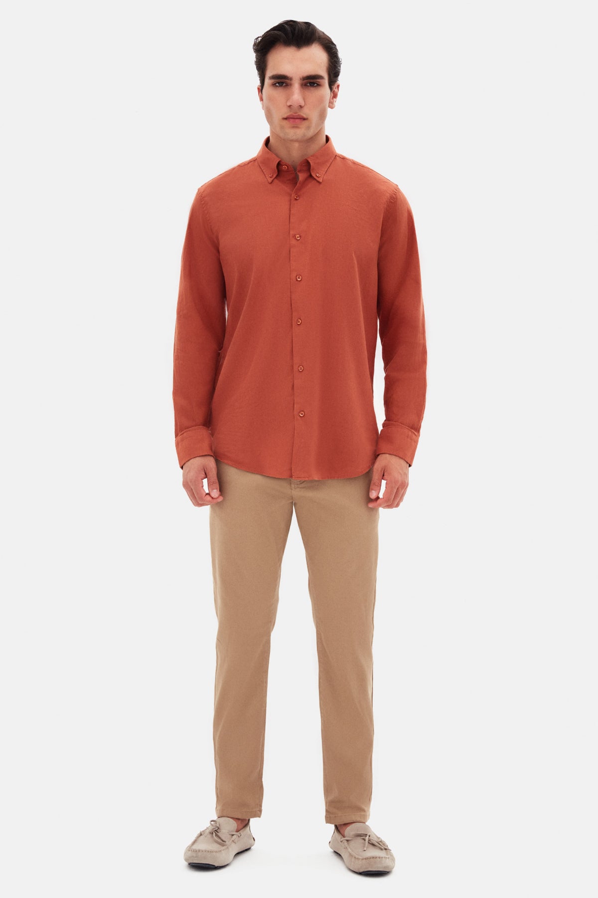 Ds Damat Comfort Button-Down Relaxed Fit Linen-Look 100% Cotton Shirt  - Off White