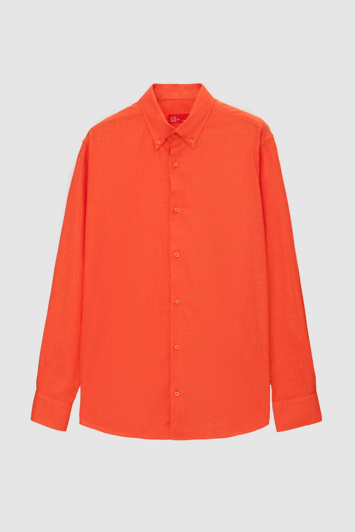 Ds Damat Comfort Button-Down Relaxed Fit Linen-Look 100% Cotton Shirt  - Orange