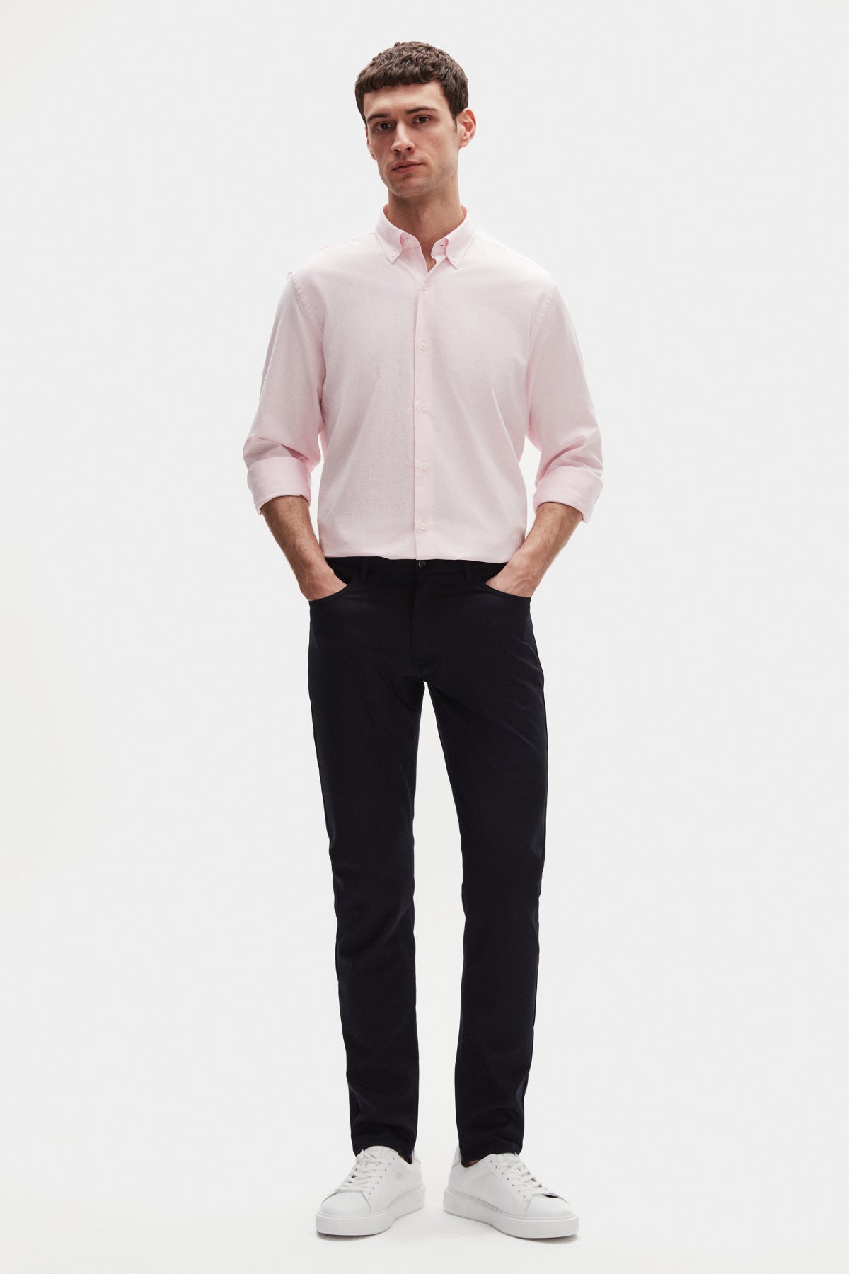 Ds Damat Comfort Button-Down Relaxed Fit Linen-Look 100% Cotton Shirt  - Pink
