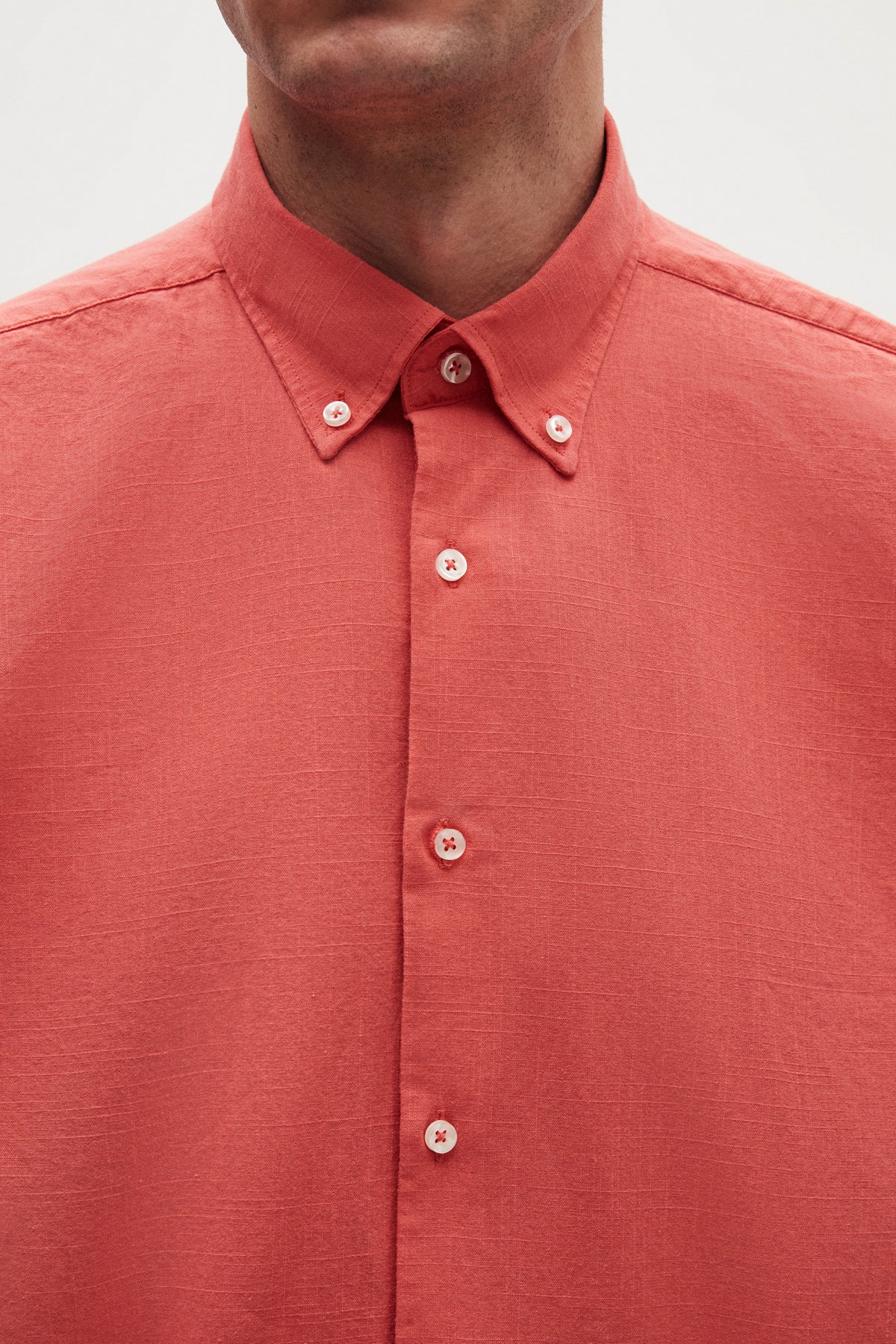 Ds Damat Comfort Button-Down Relaxed Fit Linen-Look 100% Cotton Shirt  - Pomegranate