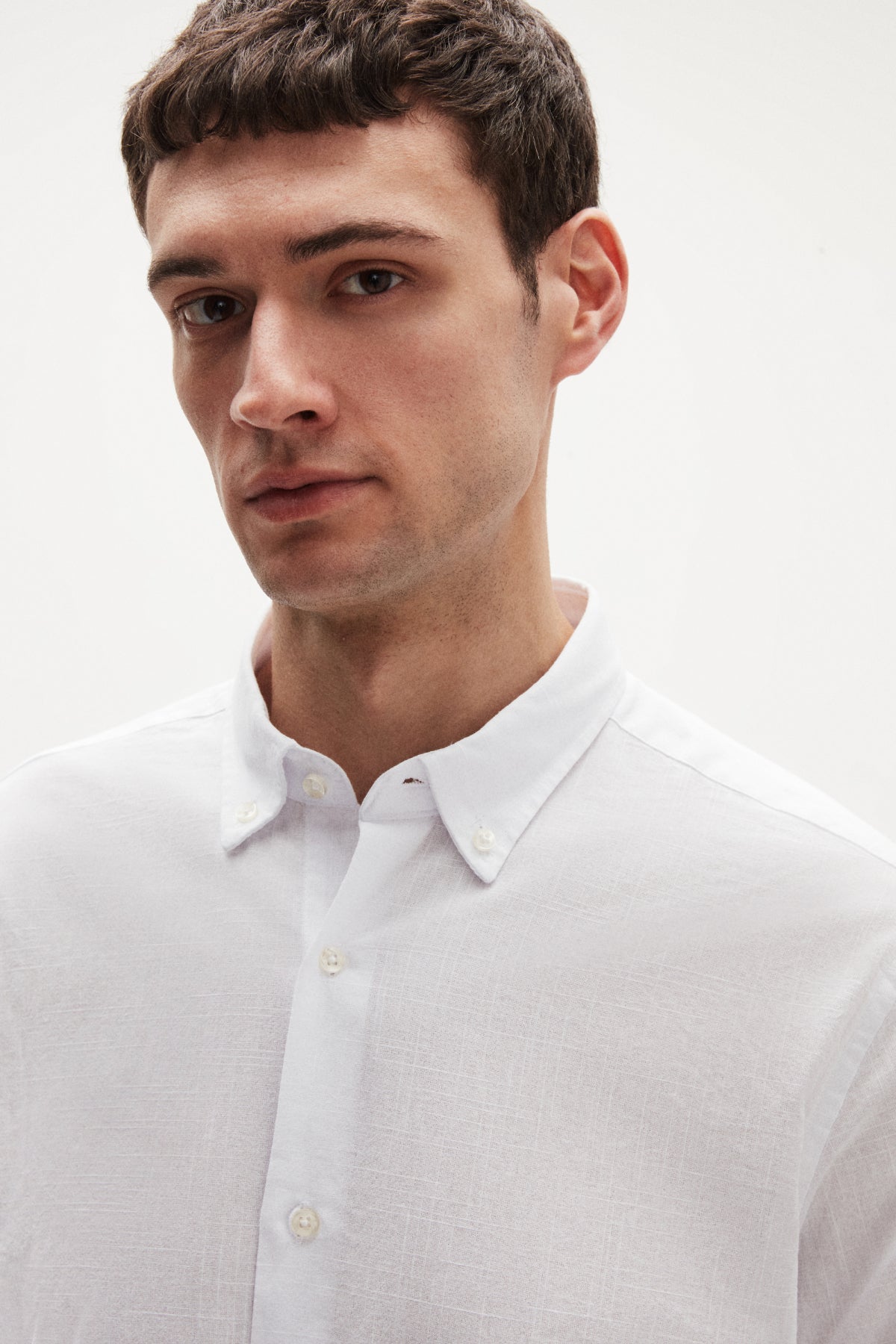 Ds Damat Comfort Button-Down Relaxed Fit Linen-Look 100% Cotton Shirt  - White