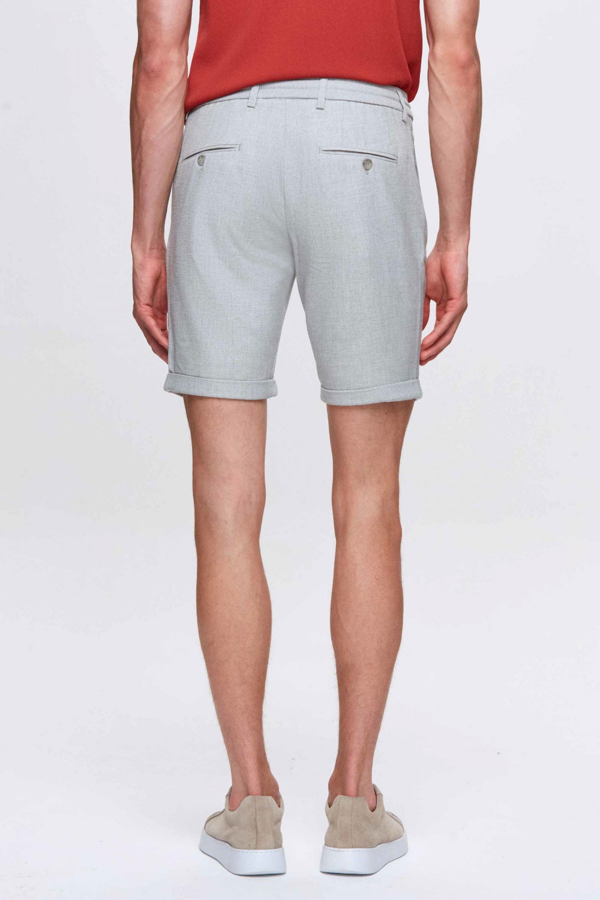 Ds Damat Elastic Waist Drawstring Double Cuff Viscose Jogger Shorts  - Beige