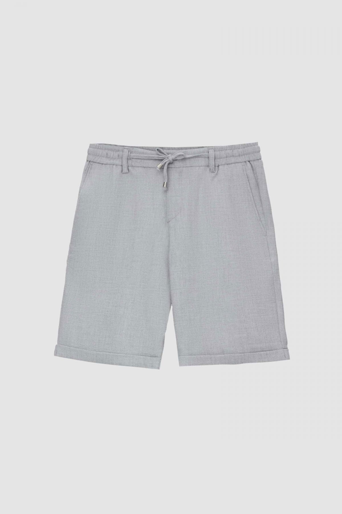 Ds Damat Elastic Waist Drawstring Double Cuff Viscose Jogger Shorts  - Beige