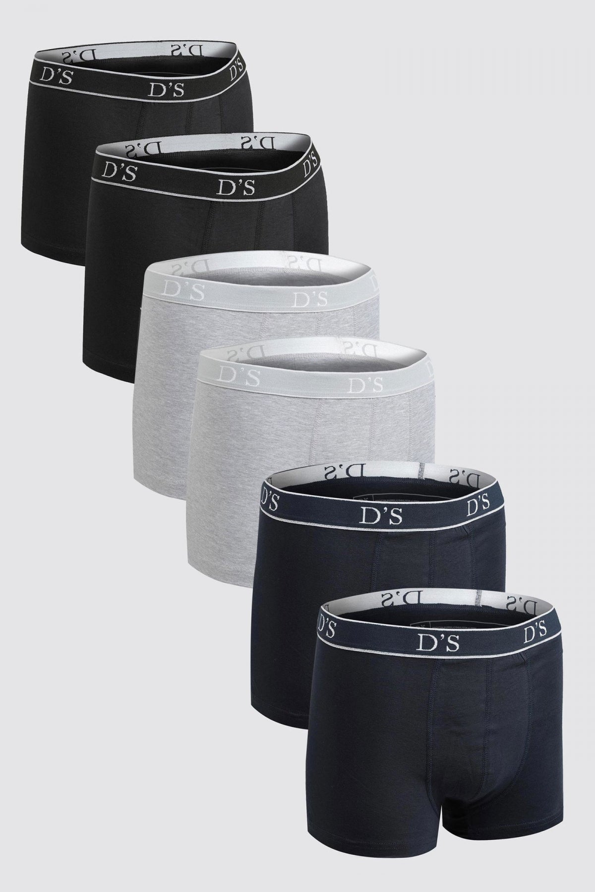 Ds Damat Elastic Waist Logo Stretchable 4-Pack Boxer Set  - Black/Navy Blue/Gray