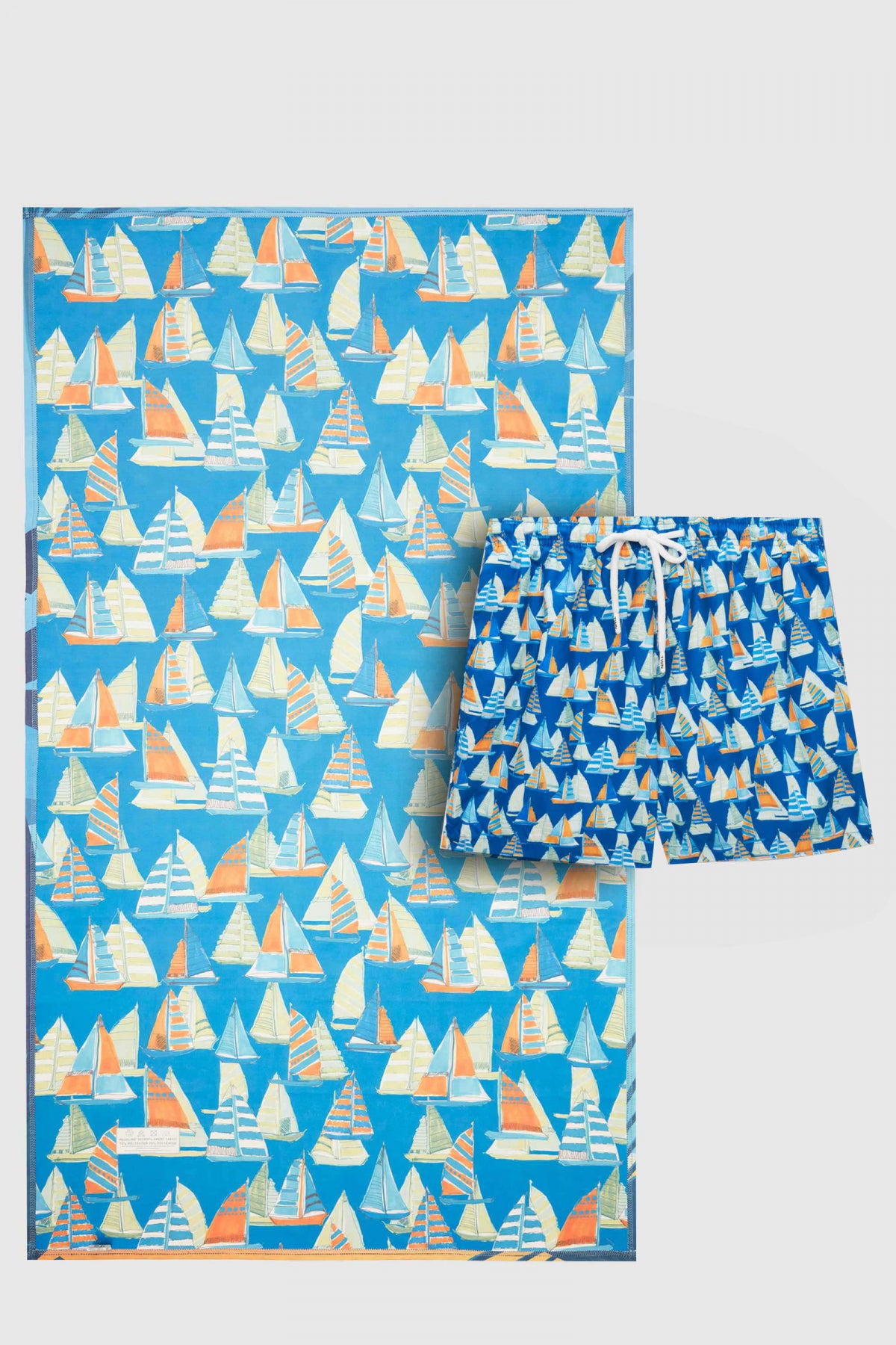 Ds Damat Microfiber 85x150 cm Beach Towel Shorts Swimwear Set  - Blue