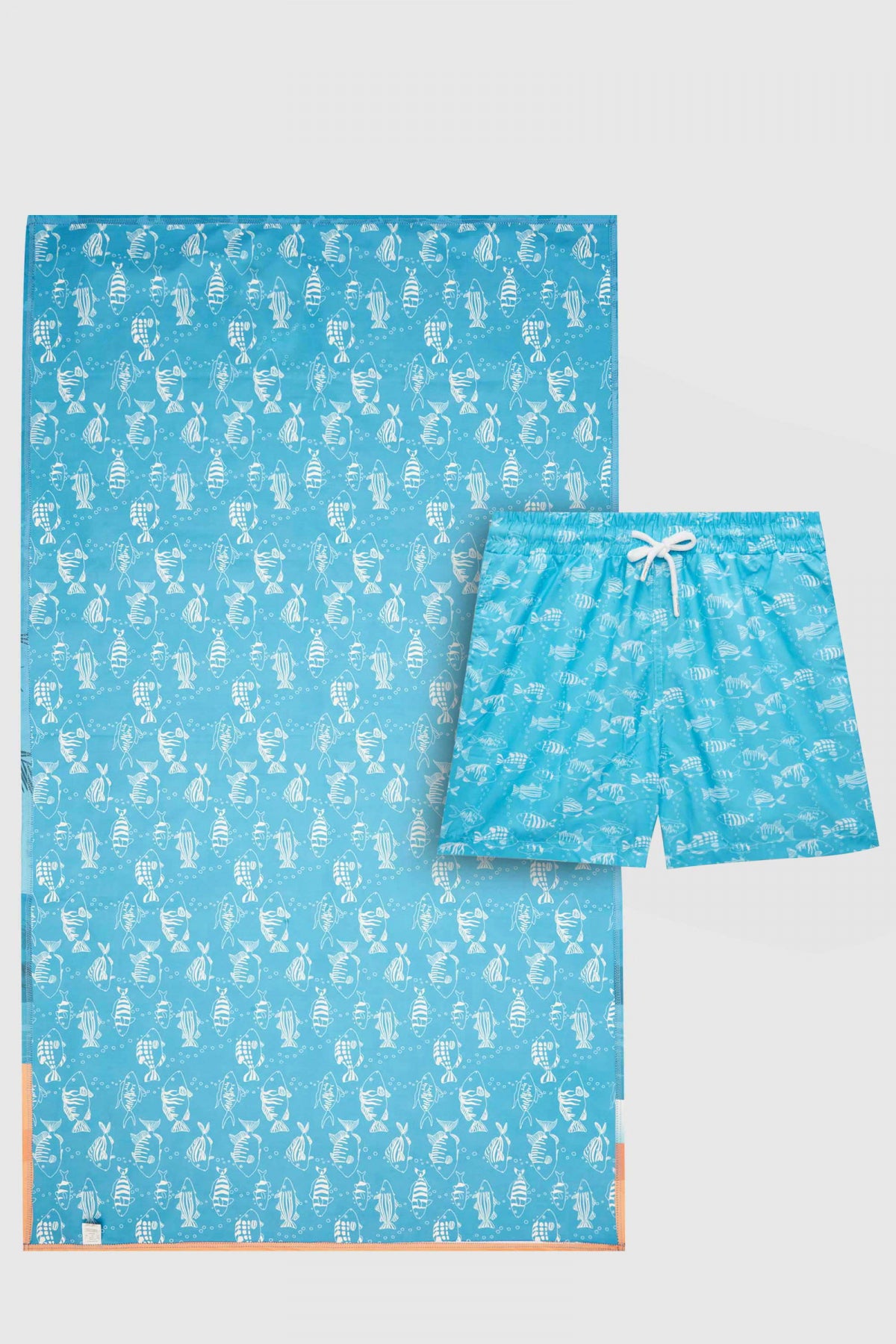 Ds Damat Microfiber 85x150 cm Beach Towel Shorts Swimwear Set  - Turquoise