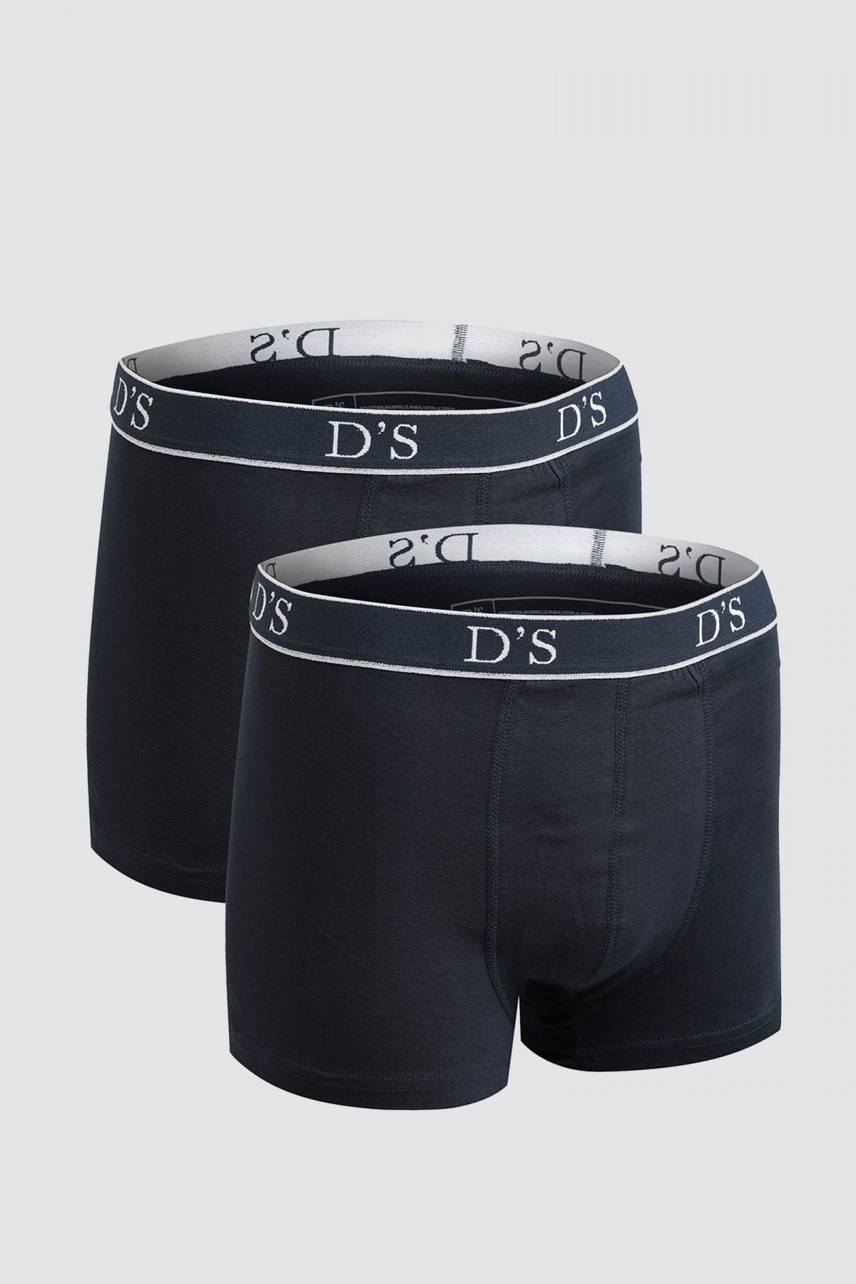Ds Damat Mixed Elastic Waist Logo Stretchable 2-Pack Boxer Set  - Navy Blue