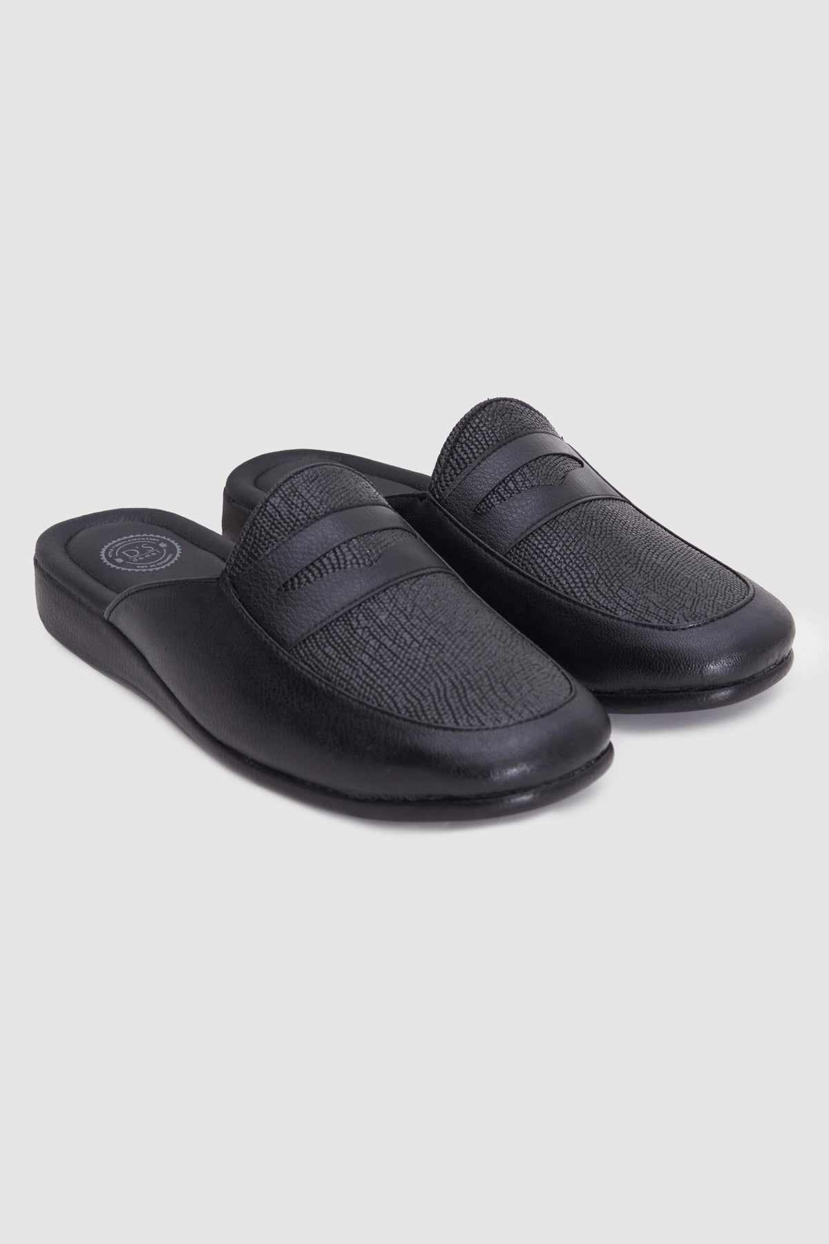 Ds Damat Patterned Guest Groom Home Men's Slippers  - Black
