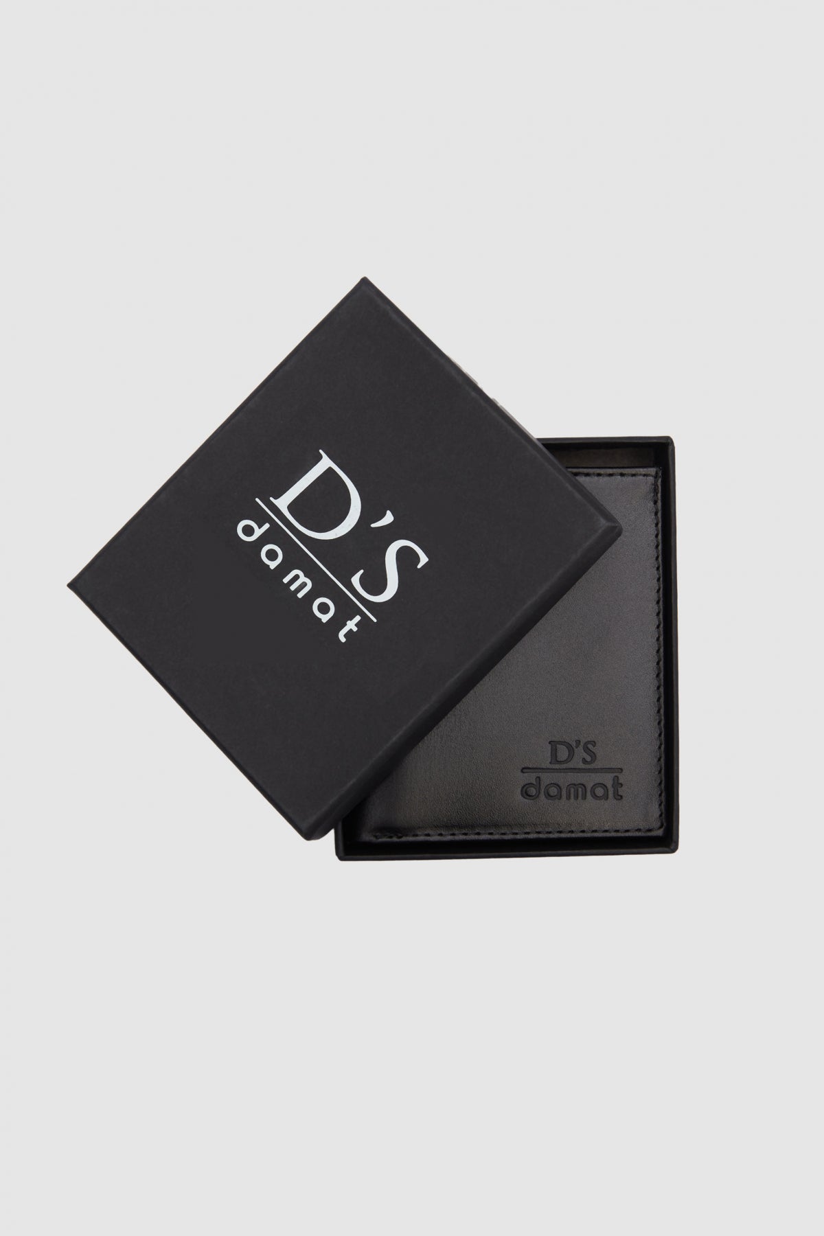 Ds Damat Plain Boxed Genuine Leather Wallet  - Black