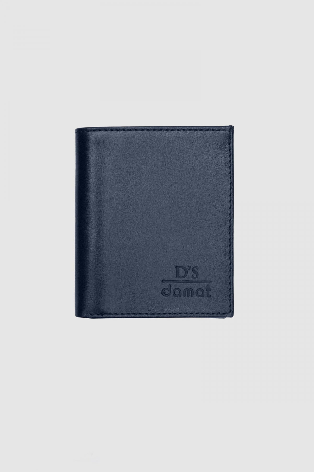 Ds Damat Plain Boxed Genuine Leather Wallet  - Navy Blue