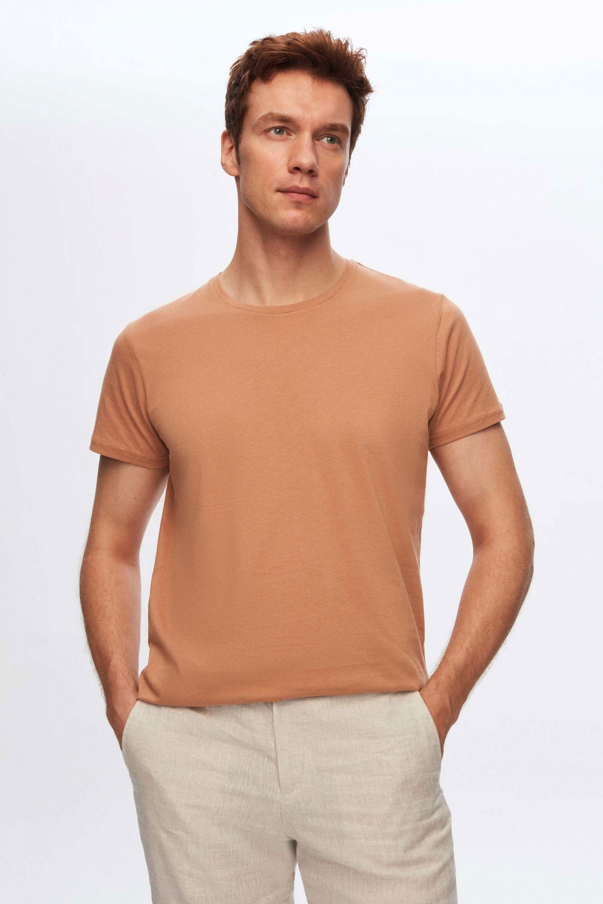 Ds Damat Regular Fit 100% Cotton T-Shirt  - Taupe