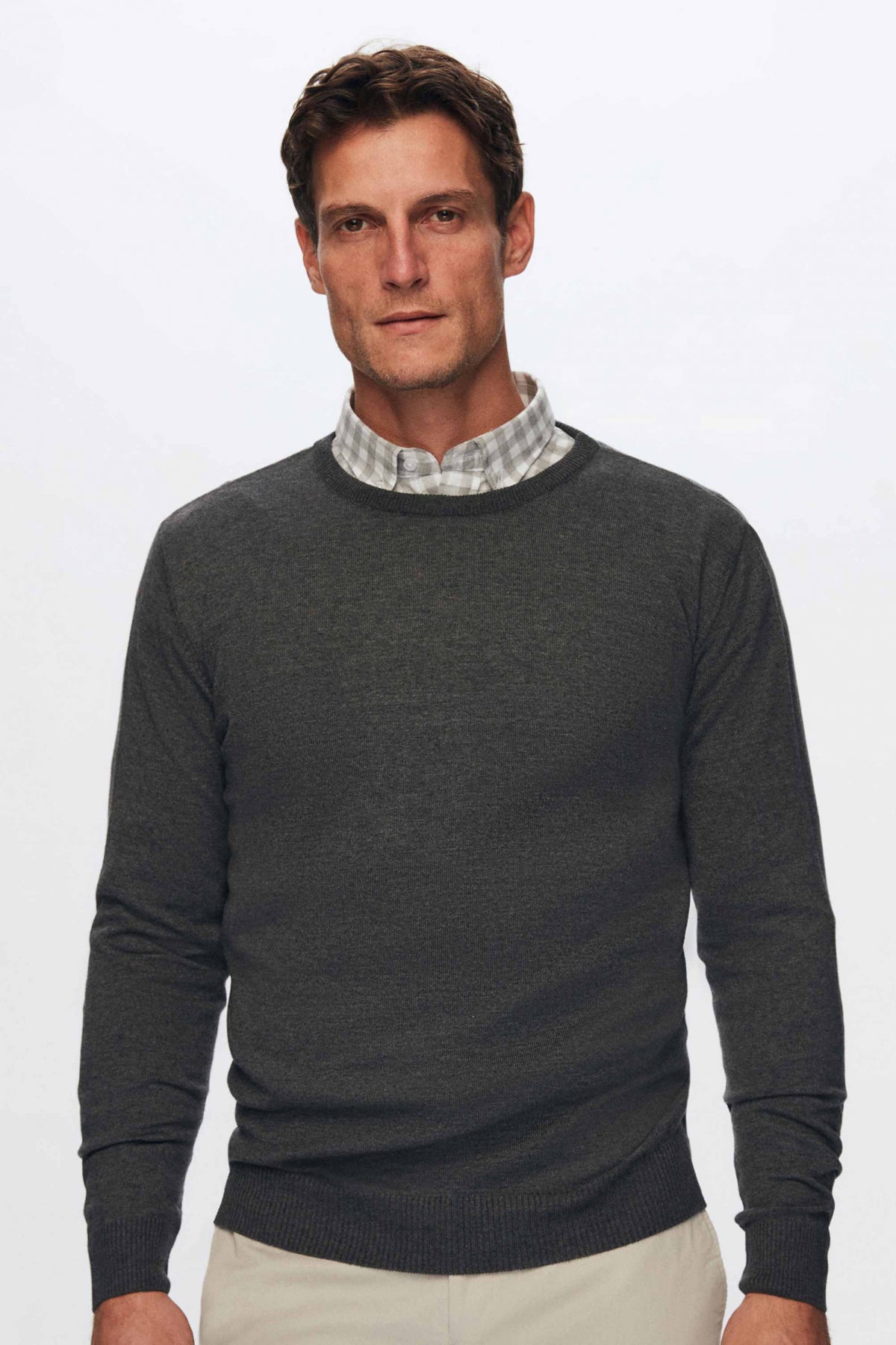 Ds Damat Regular Fit Anti-Pilling Crew Neck Knit Sweater  - Anthracite