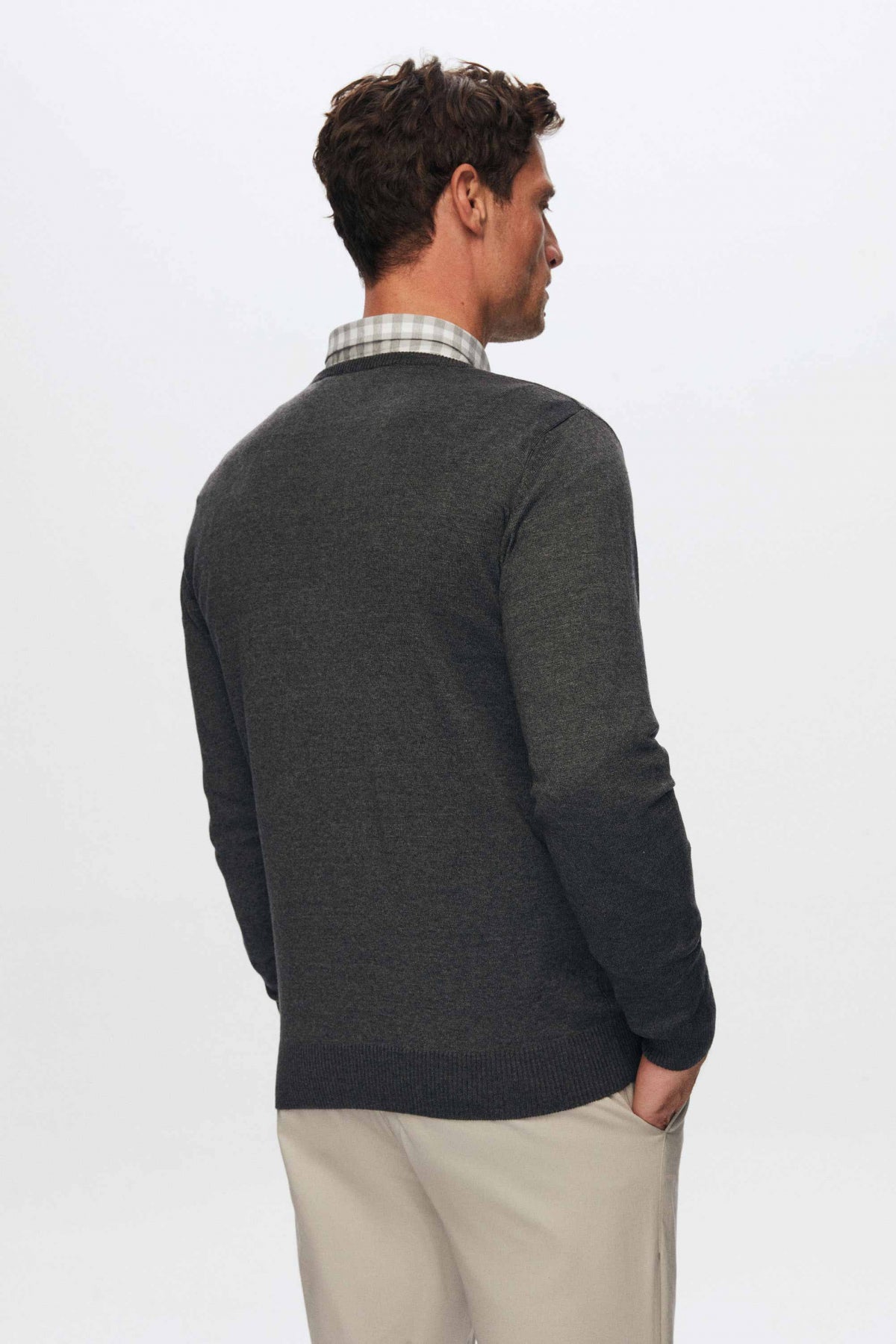 Ds Damat Regular Fit Anti-Pilling Crew Neck Knit Sweater  - Anthracite