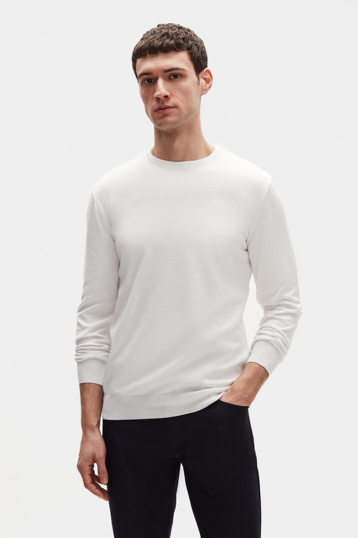 Ds Damat Regular Fit Anti-Pilling Crew Neck Knit Sweater  - Ecru