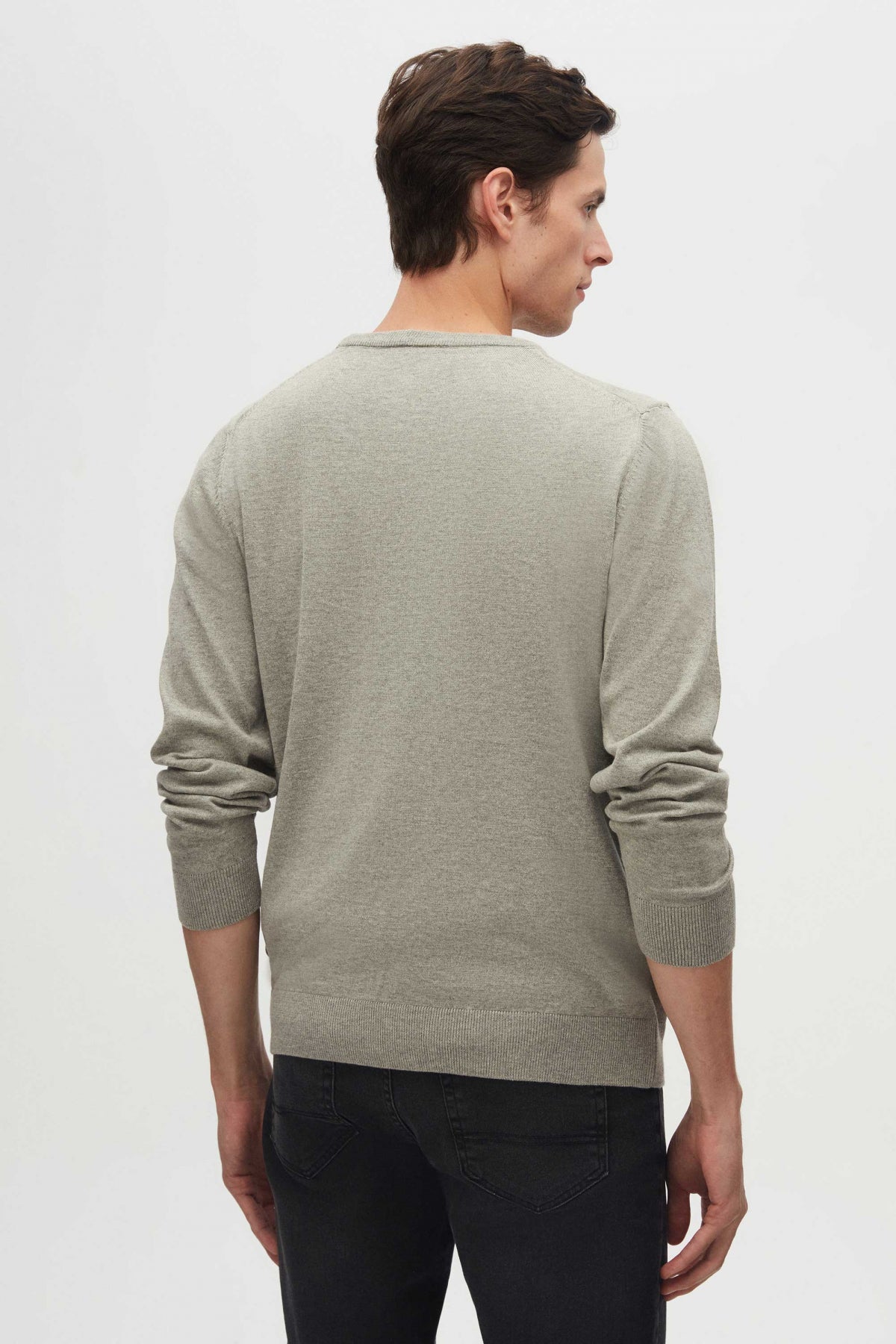 Ds Damat Regular Fit Anti-Pilling Crew Neck Knit Sweater  - Gray