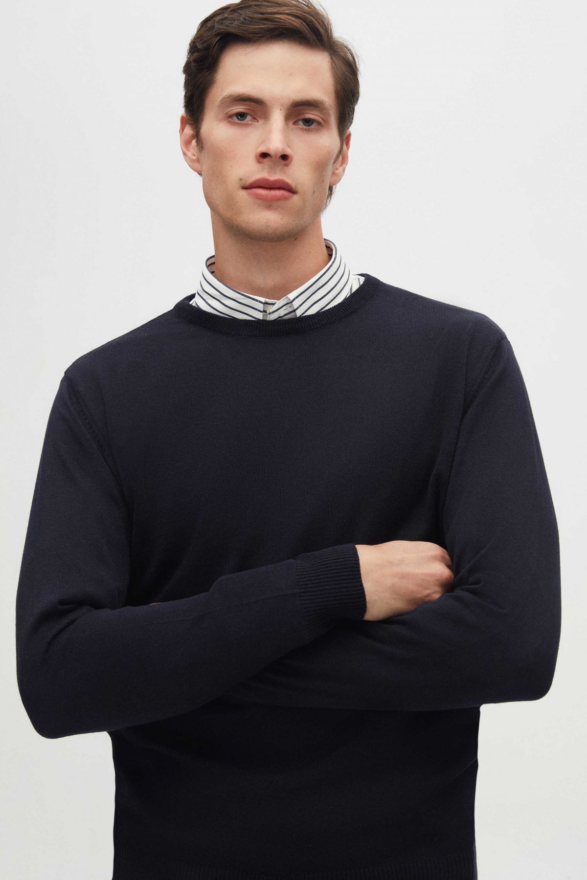 Ds Damat Regular Fit Anti-Pilling Crew Neck Knit Sweater  - Navy Blue