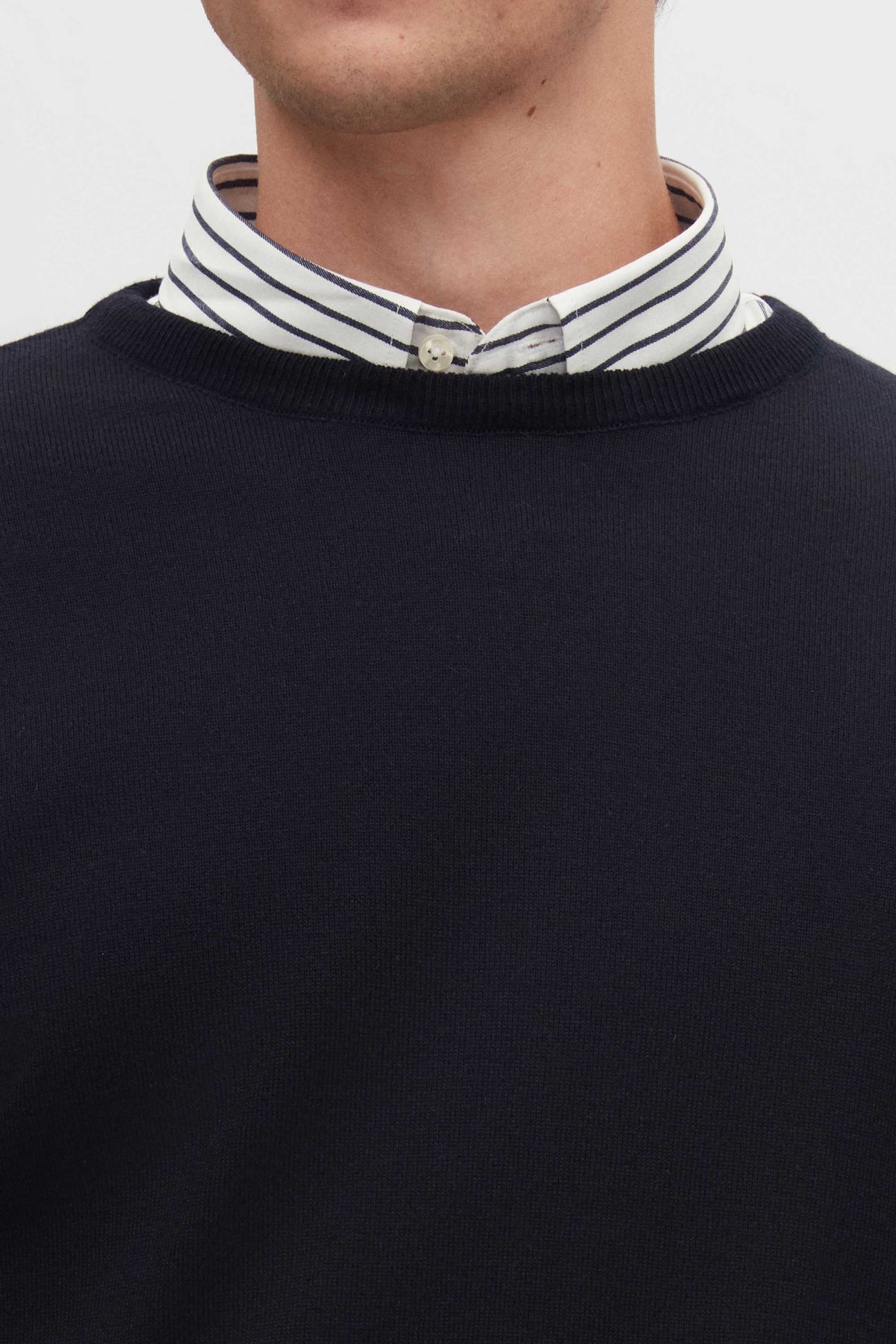 Ds Damat Regular Fit Anti-Pilling Crew Neck Knit Sweater  - Navy Blue