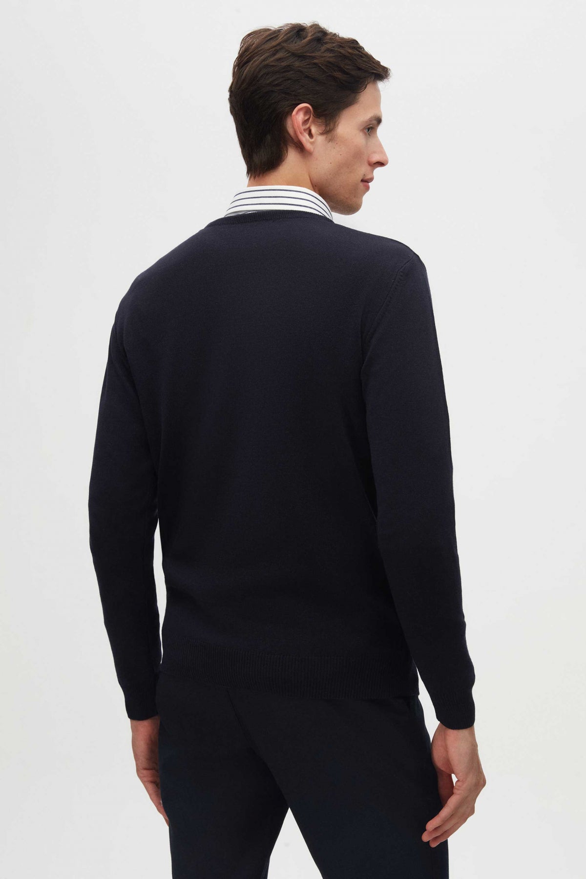 Ds Damat Regular Fit Anti-Pilling Crew Neck Knit Sweater  - Navy Blue