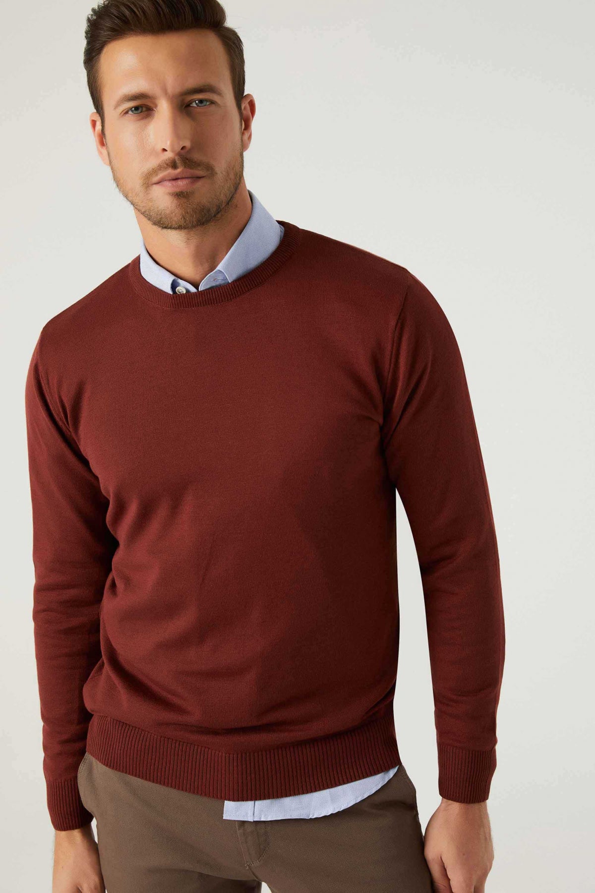 Ds Damat Regular Fit Anti-Pilling Crew Neck Knit Sweater  - Off White