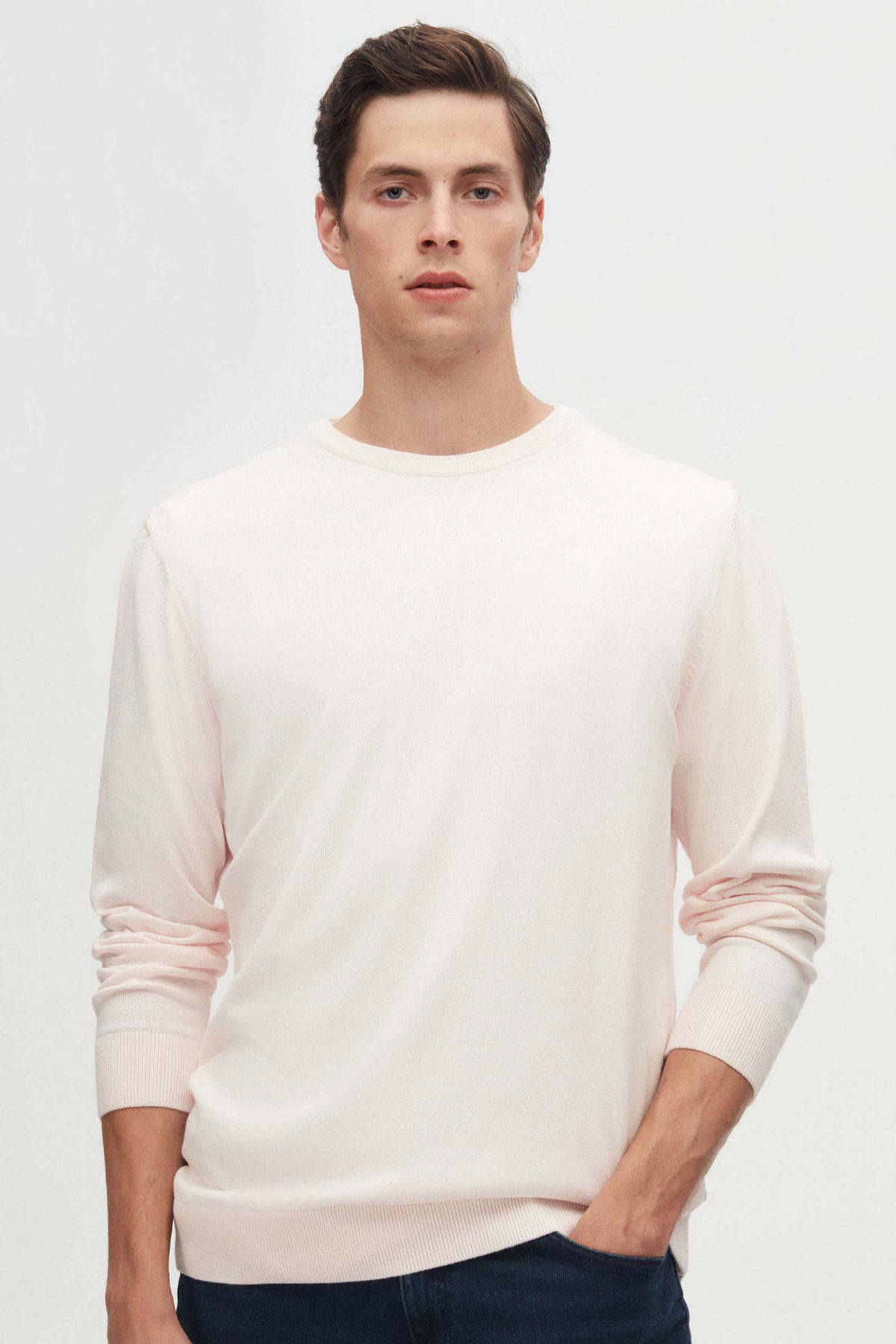 Ds Damat Regular Fit Anti-Pilling Crew Neck Knit Sweater  - Powder Pink