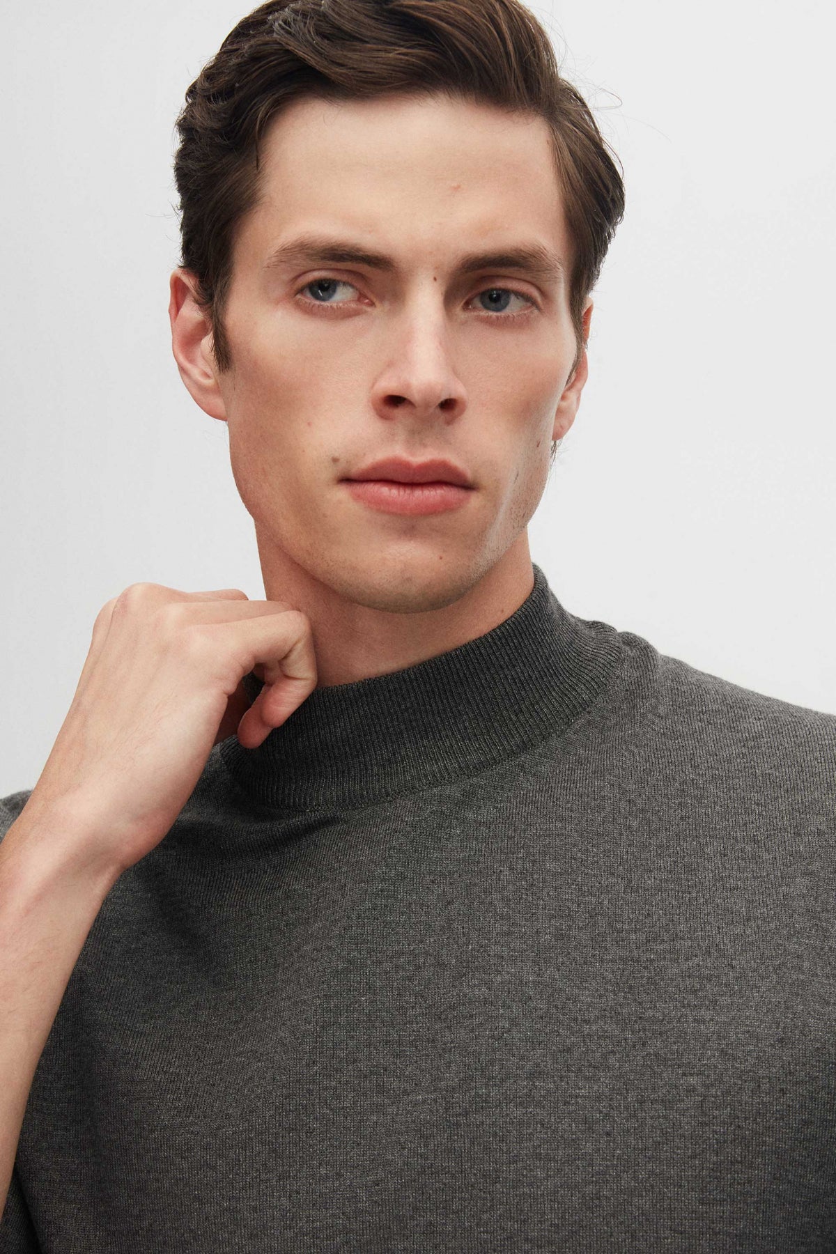 Ds Damat Regular Fit Cotton Blend Half Turtleneck Knit Sweater  - Anthracite
